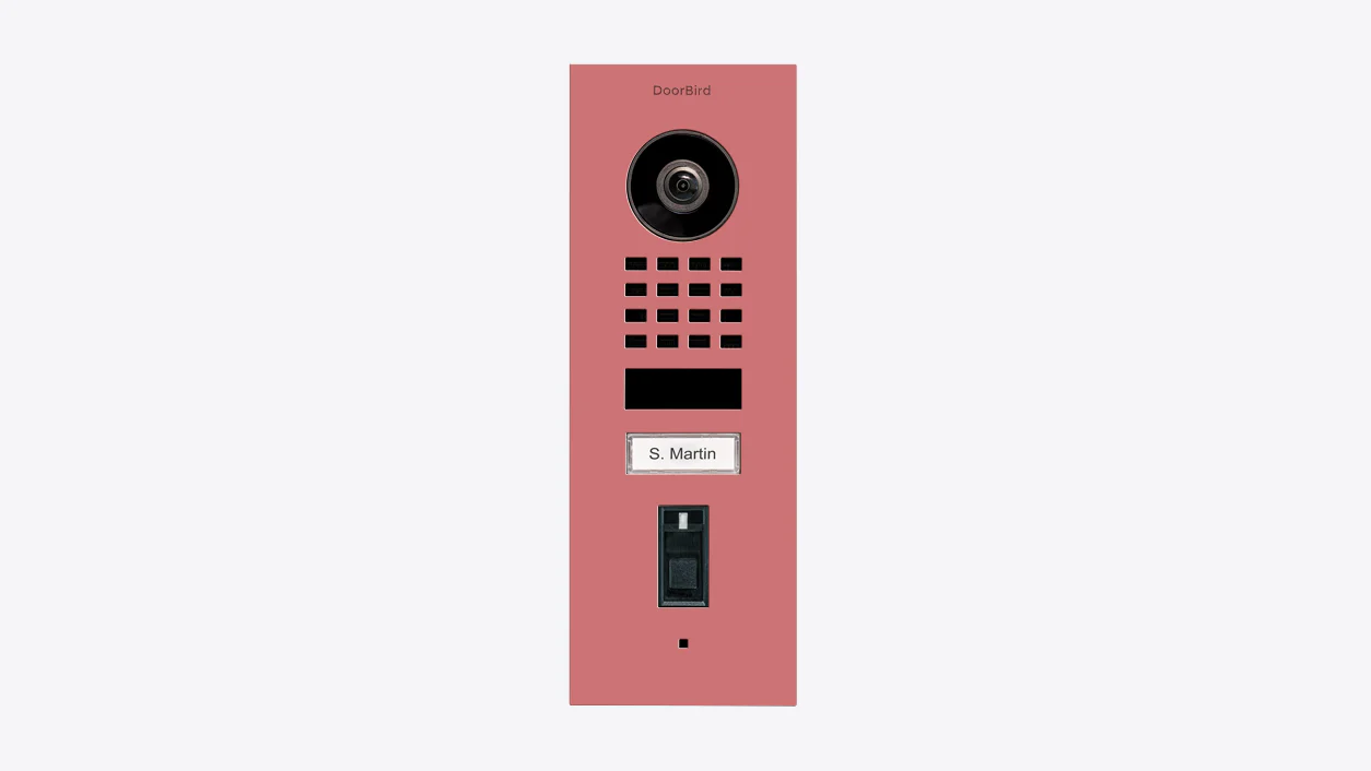 DoorBird D1101FV Fingerprint 50 Flush-Mount IP Video Door Station in Antique Pink, RAL 3014