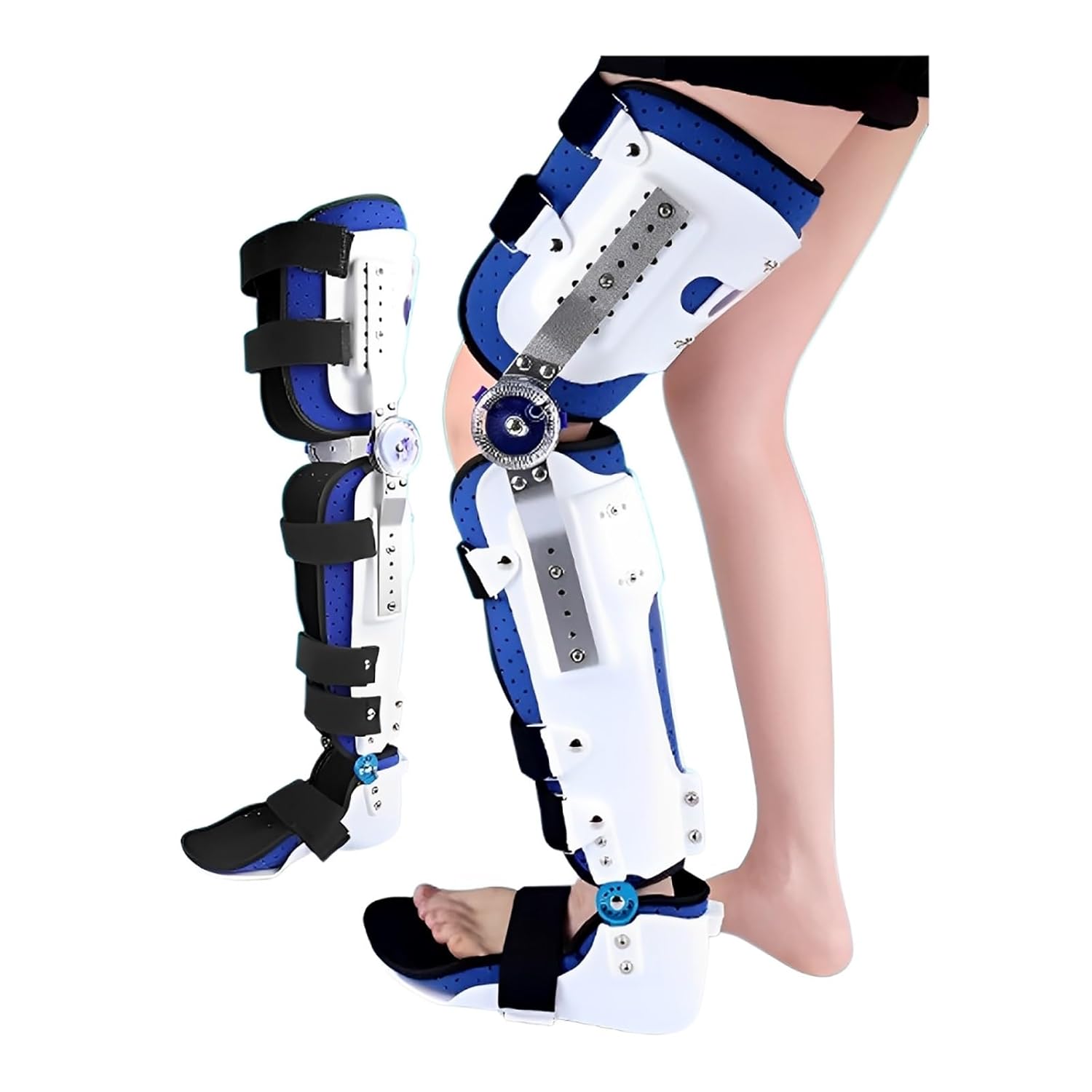 Knee Foot Support Brace Folding Hinged Post-Op Orthomen Unloader with Full Leg Stabiliser Adjustable Metal Medial Lateral Lightweight Protection Splint with Full Leg Stabiliser(Left,Medium)