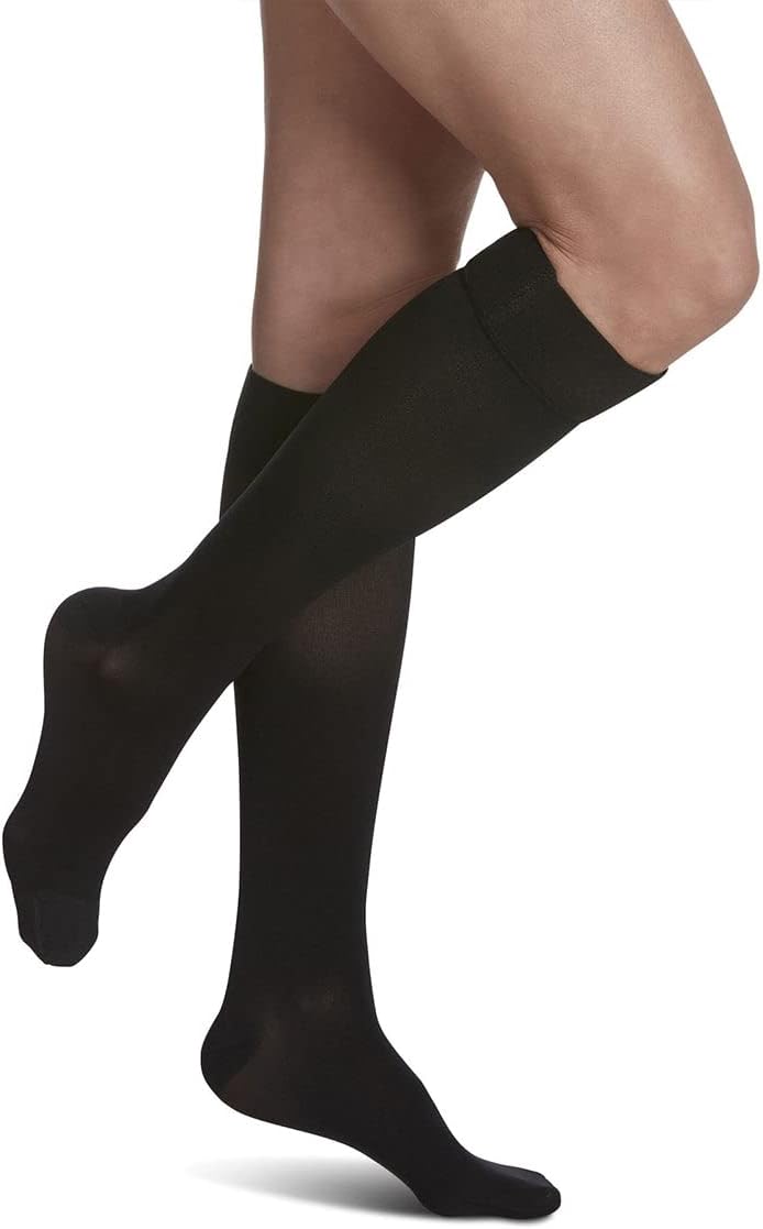 Sigvaris Essential 863 Opaque Closed ToeKnee Highs - 30-40 mmHg (Plus) Long Plus Black ML