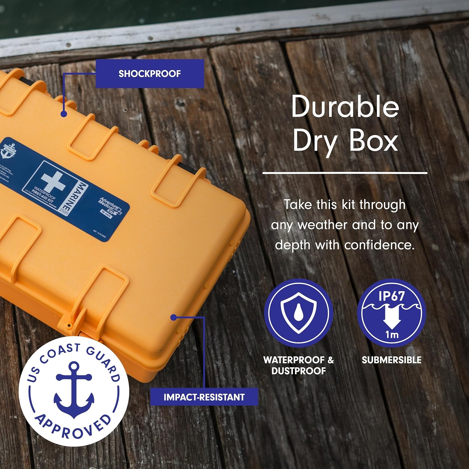 Adventure Medical Kits Marine Series Medical Kit - 2500 - Boat First Aid Kit For Medium Crews 24 Hours From Care - Includes Emergency Medical Supplies Like Bandages, Medicine, Guide Book & More