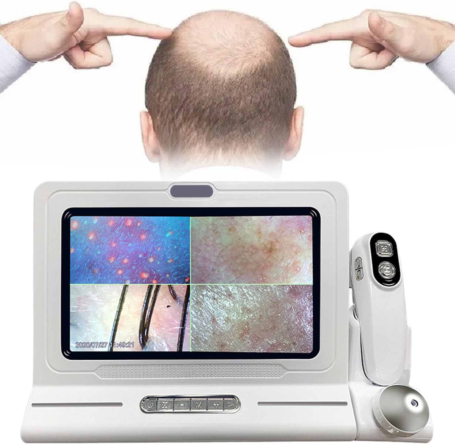 11 Inches Skin Diagnosis Hair Analyzer Machine with HD LCD Screen Digital Skin Detector Moisture Tester, Four-Picture Comparison & 16G Storage for Home Spa Salon Use