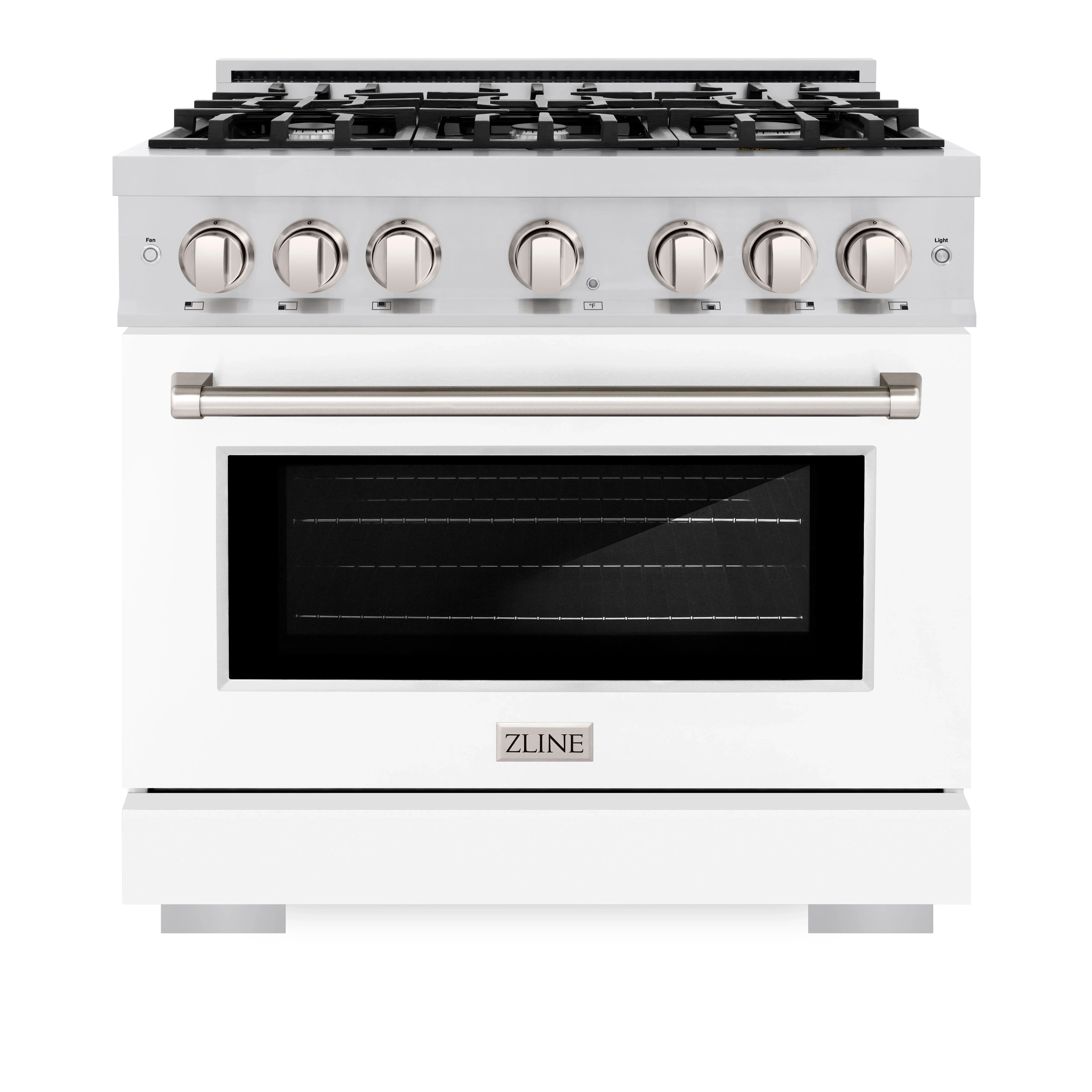 ZLINE 36-Inch Select Series Dual Fuel Range with 6 Gas Burner Cooktop and 5.2 Cu. Ft. Electric Convection  in Stainless Steel with White Matte Door (HDR-WM-36)