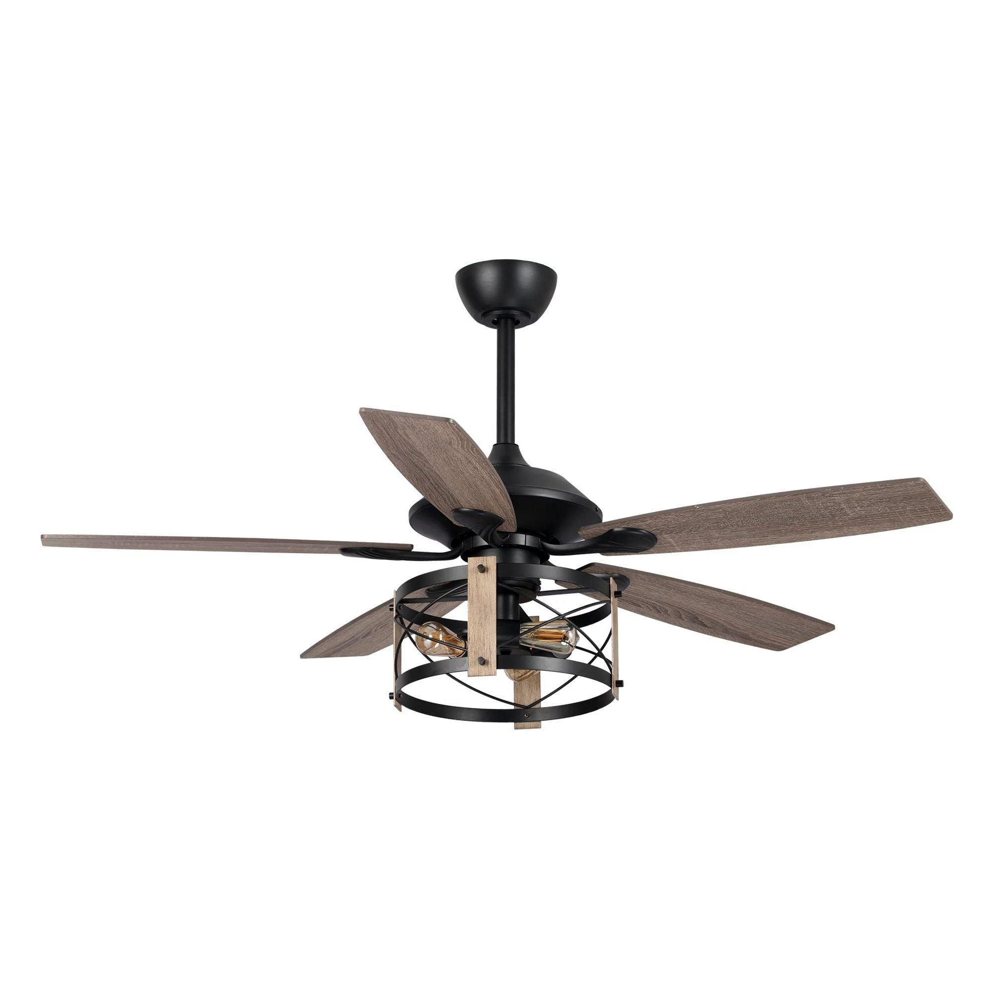 Parrot Uncle 52-Inch Wisner Industrial Downrod Mount Reversible Ceiling Fan with Lighting and Remote Control (F6316Q110V)