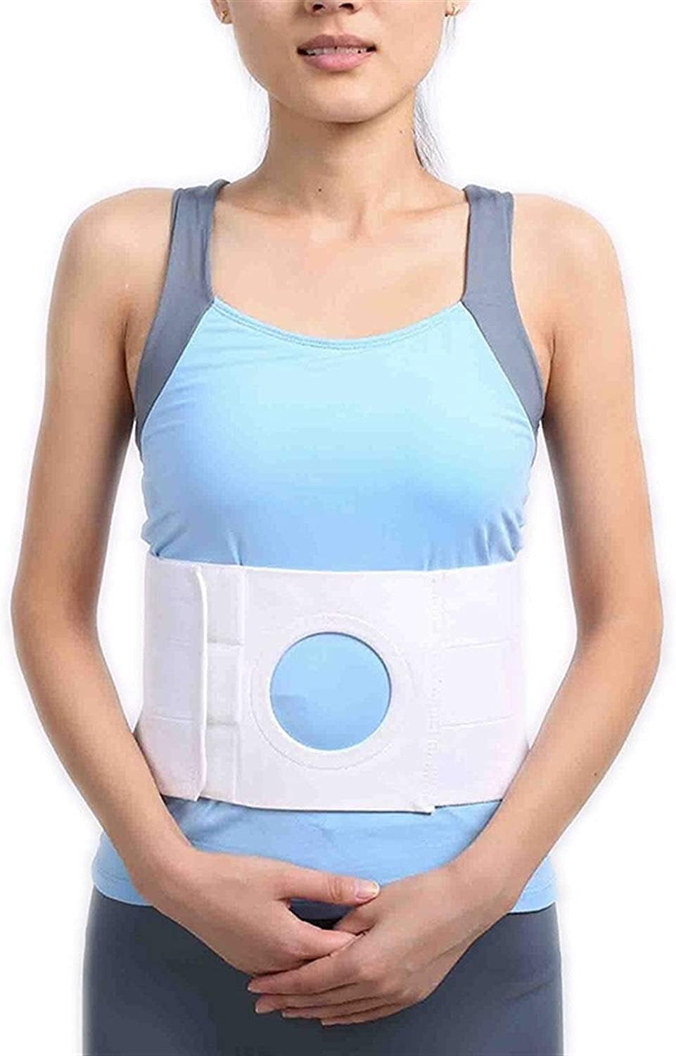 Ostomy Belt Abdominal Binder Brace Waist Support Wear On The To Fix Bag Hernia belt, About 105 115cm, White