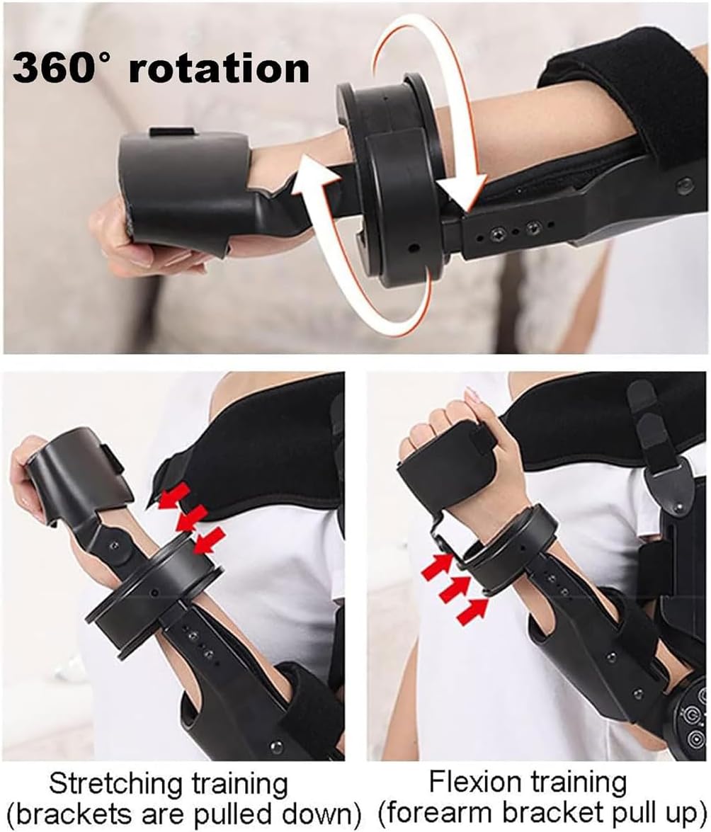 Electric Elbow Joint Exerciser, Wireless Intelligent Joint Rehabilitation Device, 110° Bending 3 Levels of Length Adjustable, Hinged Elbow Brace Arm Exerciser for Stroke Hemiplegia Patients