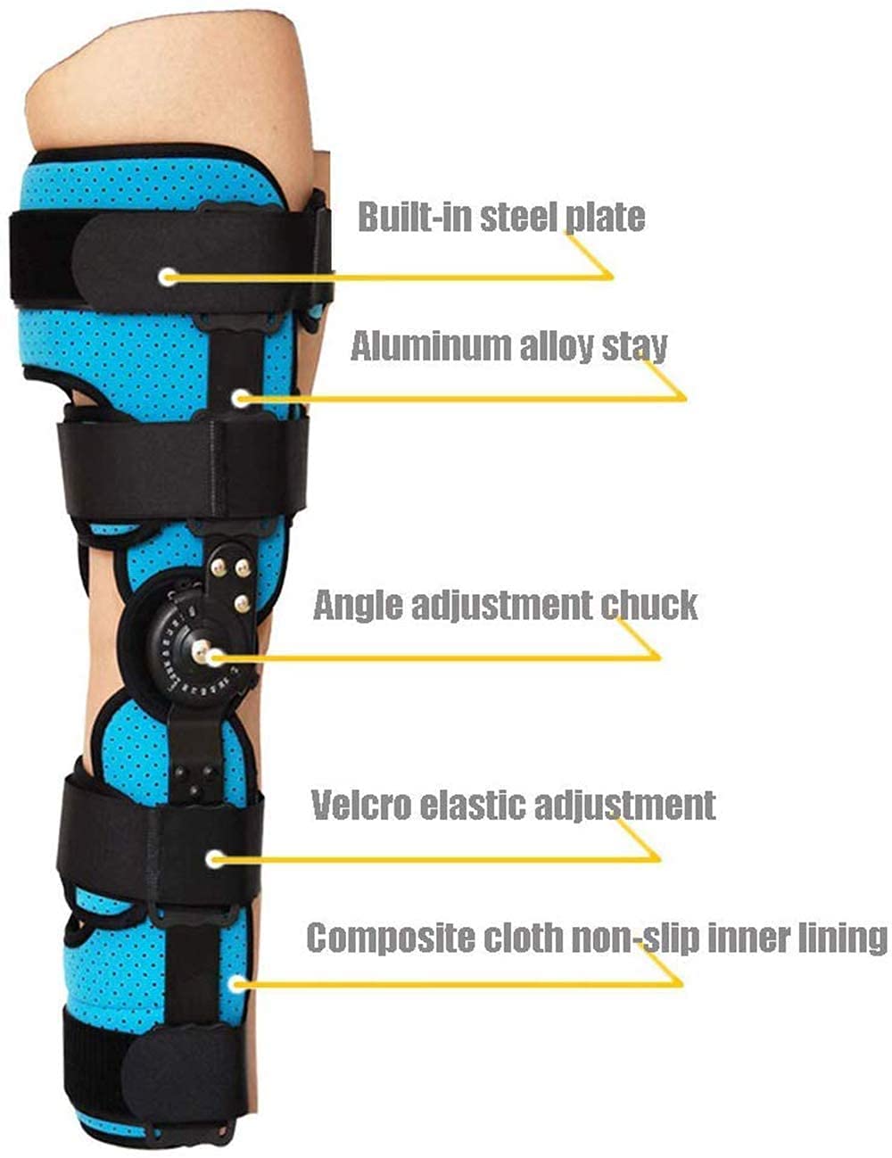Knee Brace Injury Orthosis Immobilizer， Adjustable Hinged Knee Brace Splint Stabilizer Knee Support For Arthritis Meniscus Tear Ligament Injury，Left-M