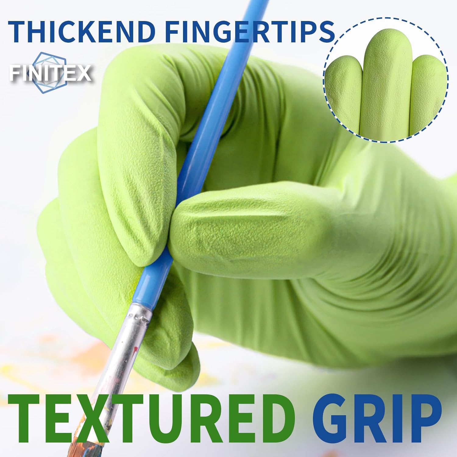 FINITEX Nitrile Disposable Gloves - Green 3.5mil 100/1000PCS Powder-Free Latex-Free Medical & Food Use