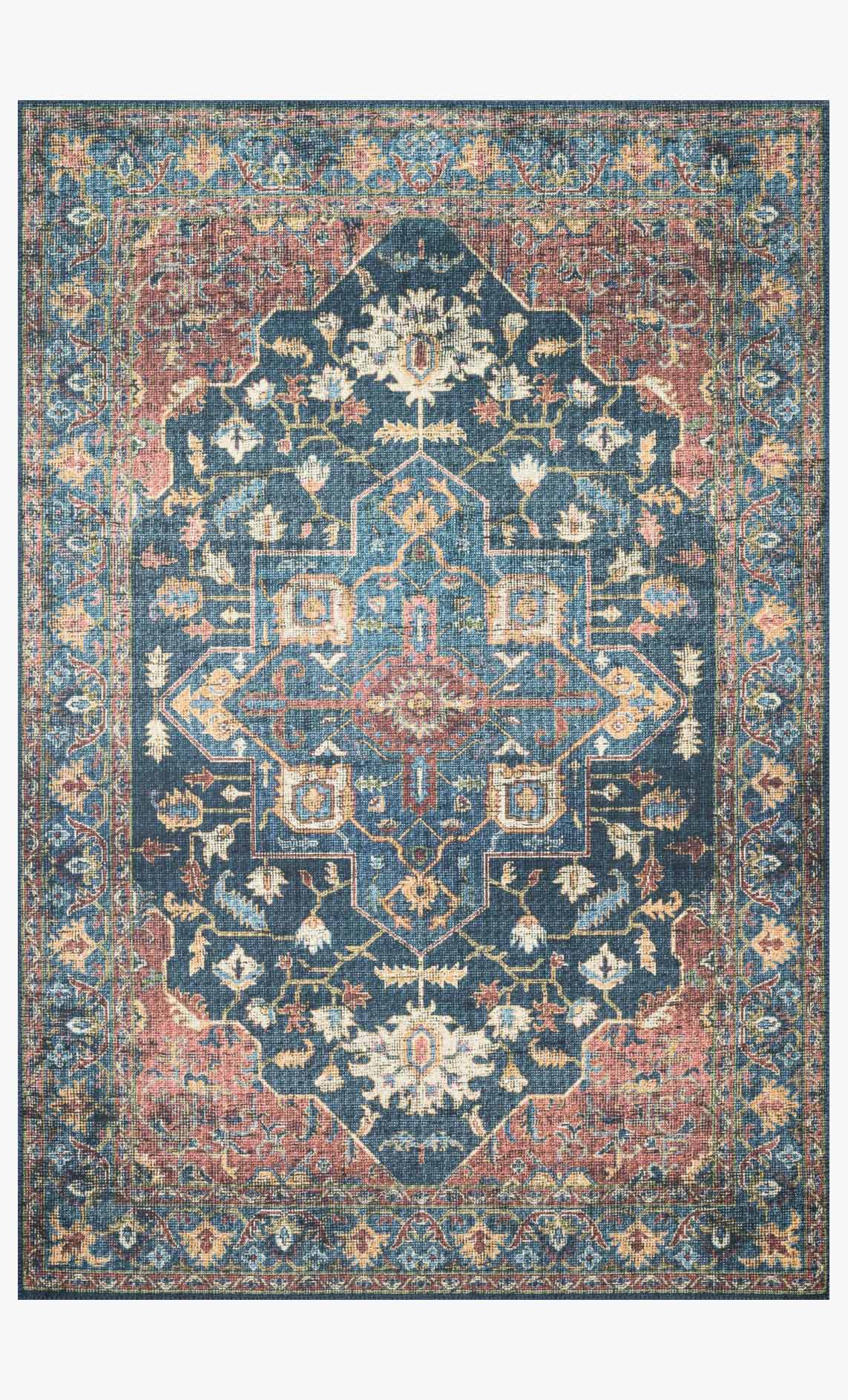 Loloi II Skye Collection - Traditional Power Loomed Rug in Denim & Brick (SKY-08)