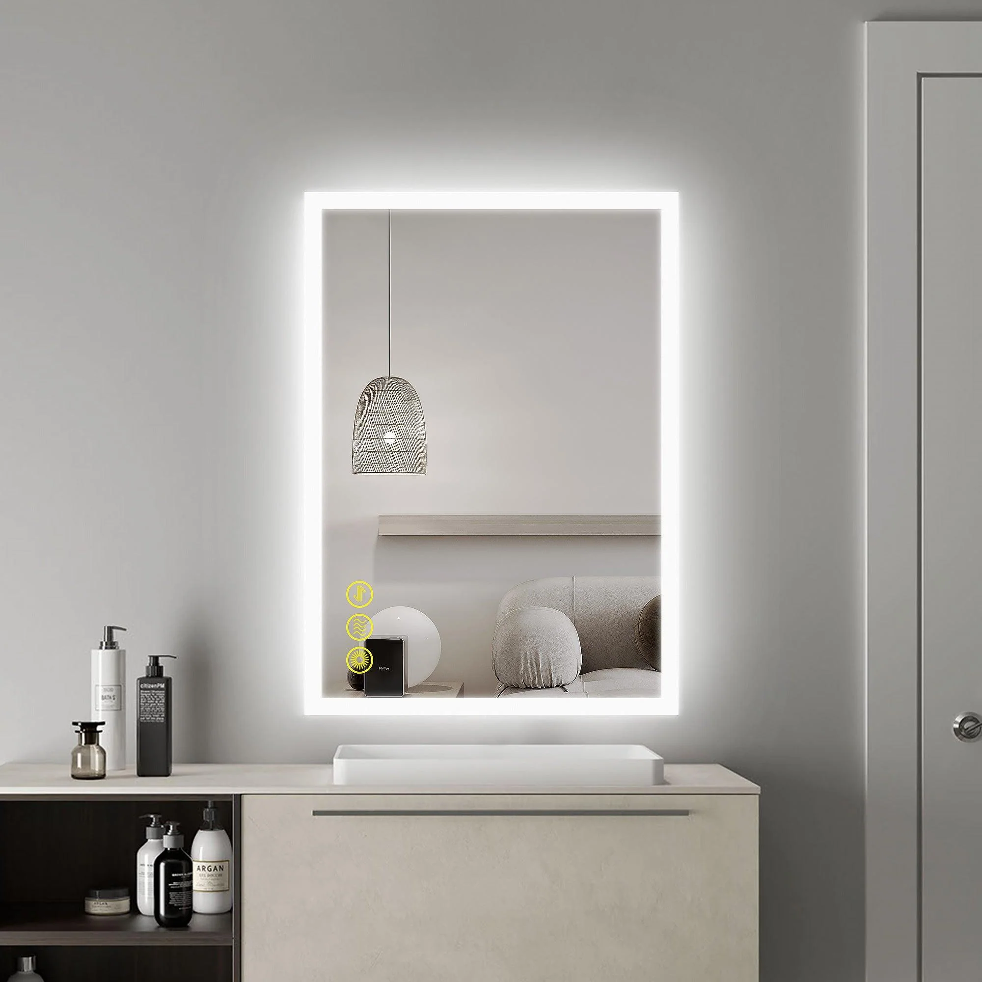 Parrot Uncle SmartGlow Dimmable LED Frameless Anti-Fog Bathroom Vanity Mirror