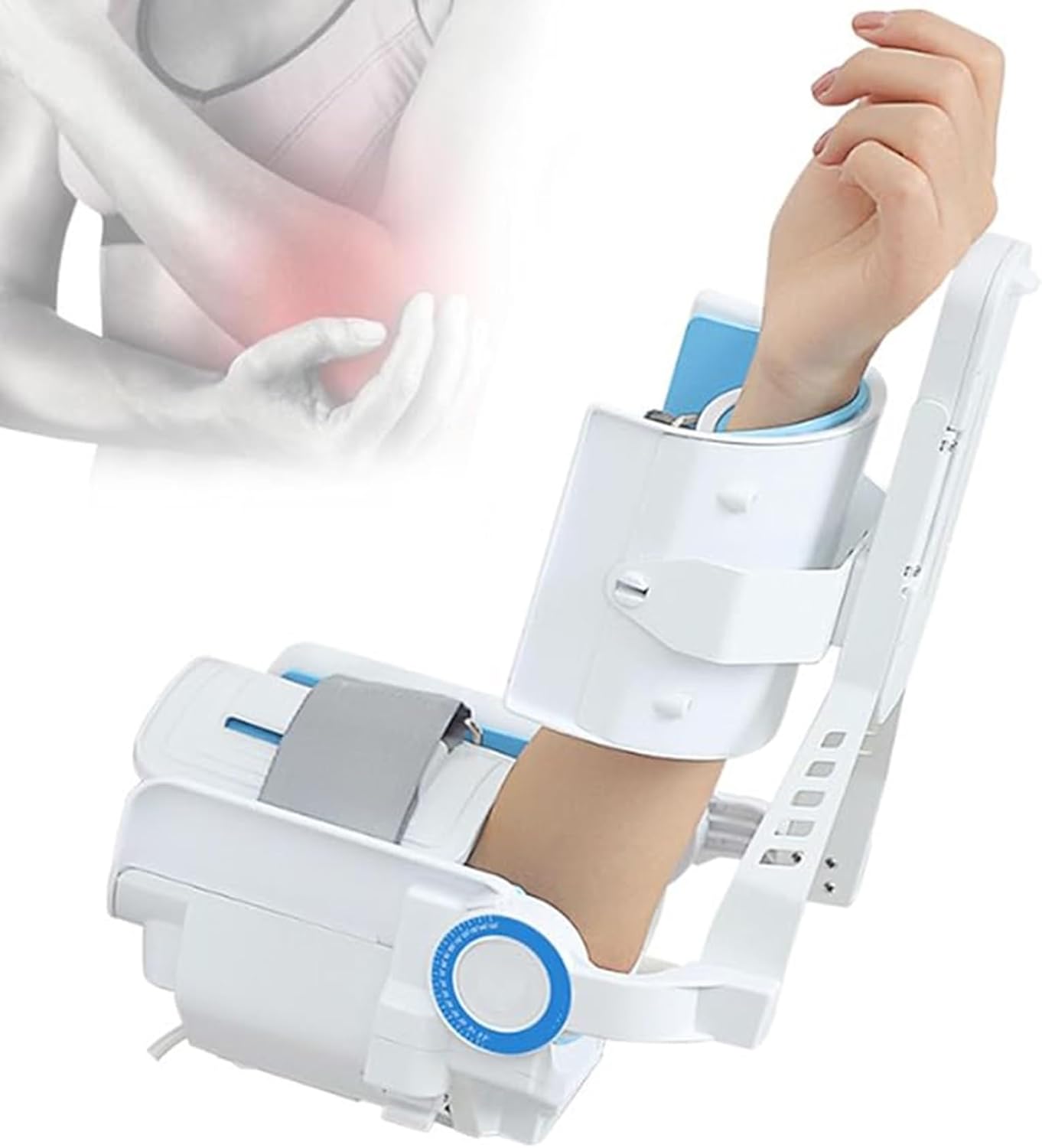 Electric Brace Hinged Elbow Brace Arm Exerciser, Electric Elbow Joint Rehabilitation Device, -5~150°Full-Angle Exercise and Adjustable Speed with Remote