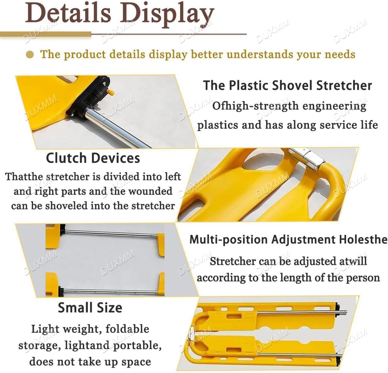 Emergency Scoop Stretcher Bundle - Medical EMT Backboard Immobilization Spine Board for Ambulance & Fire Rescue - Durable, Lightweight, Easy to Use