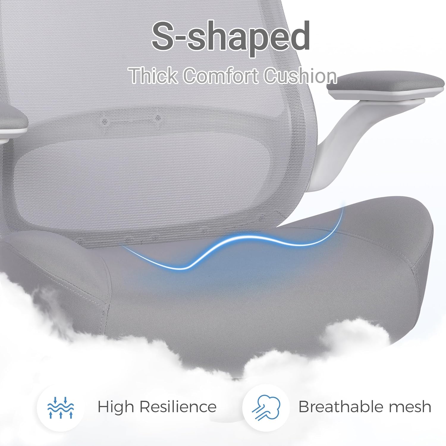 HYLONE Drafting Chair Tall Office Chair with Flip-Up Armrests Ergonomic Computer Chair with Lumbar Support Adjustable Footrest Ring Mesh Standing Desk Chair (Grey)