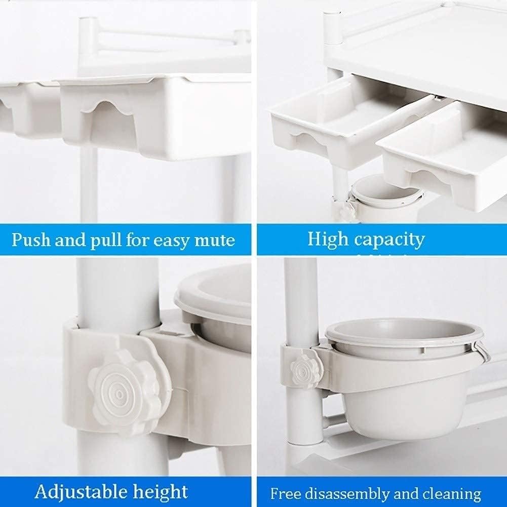 Medical Cart Tool Beauty Rolling Trolley with Handle and Storage Tray Universal Wheel with Brake 54×37x98cm(Style3-73×53x98cm)