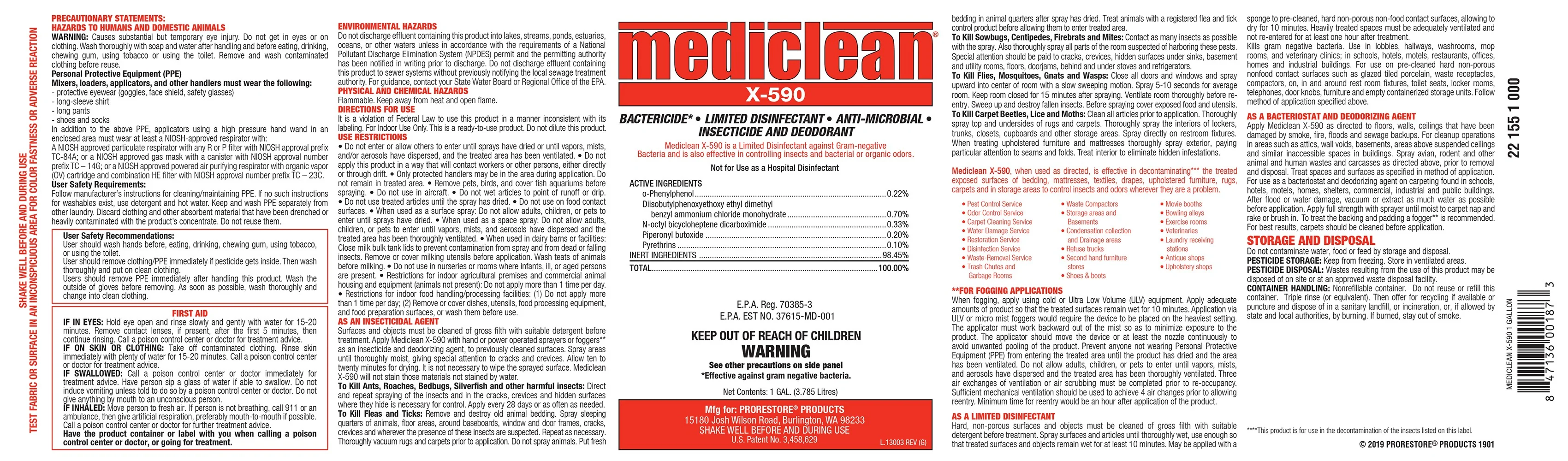 MediClean X-590 Institutional Spray Plus - Case of 4