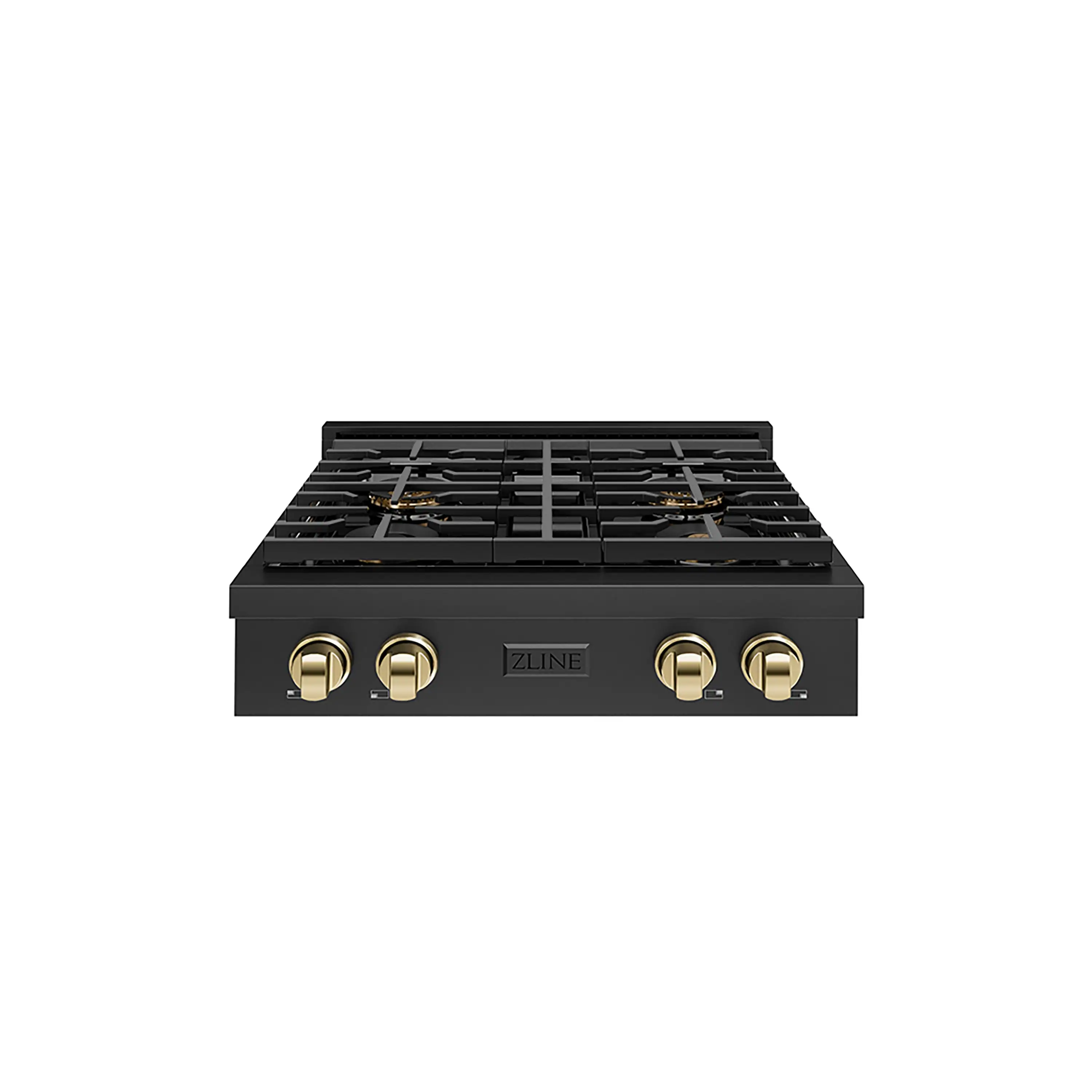ZLINE Autograph Edition 30-Inch Paramount Gas Rangetop with 4 Burner DuoPro鈩?Cooktop in Black Stainless Steel and Polished Gold Accents (PSRTBZ-30-G)