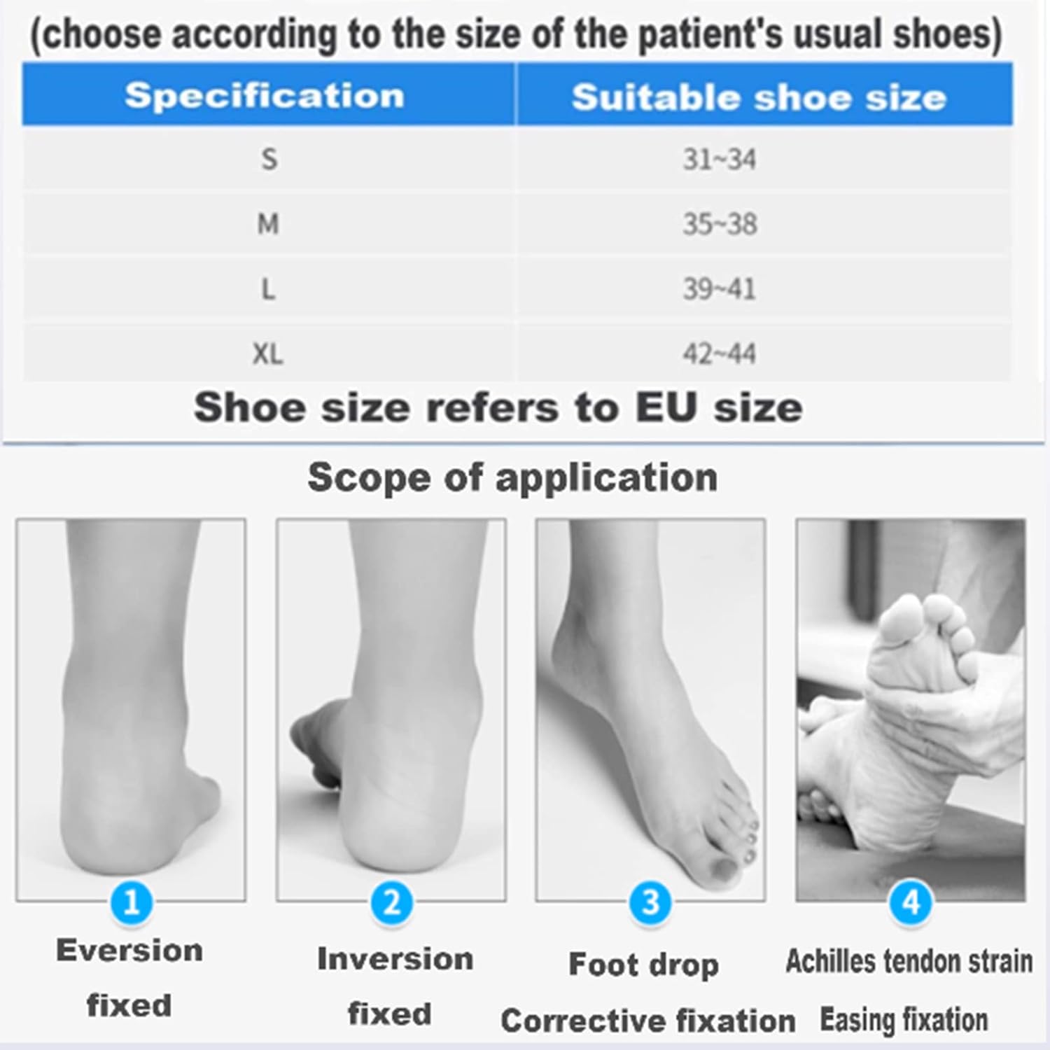 SFKLYU Drop Foot Brace AFO Foot-Up Orthosis Drop Foot Brace Foot Drop Orthosis Ankle Brace Support for Hemiplegia Stroke Shoes Walking,B/left,S