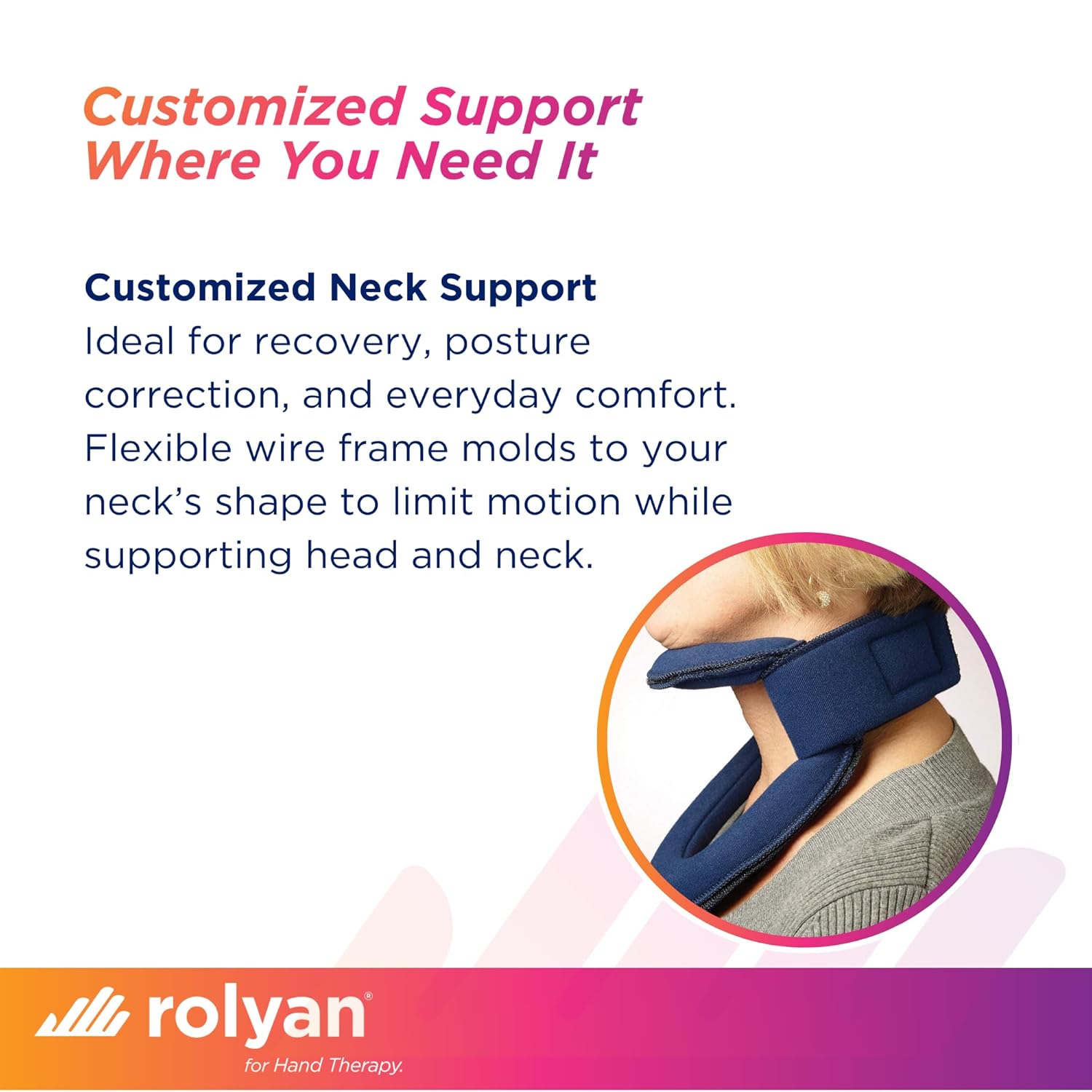 Rolyan Adjustable Frame Cervical Collar, Size Medium, Soft Neck Brace Fits Neck Circumferences 14