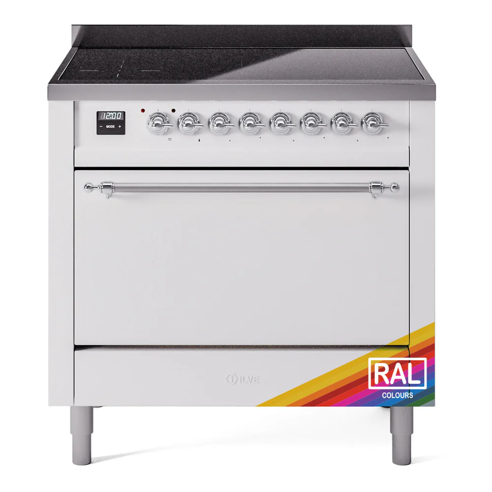 ILVE 36-Inch Nostalgie II Induction Range with Solid Door Oven in Custom RAL with Chrome Trim (UPI366QNMPRAC)