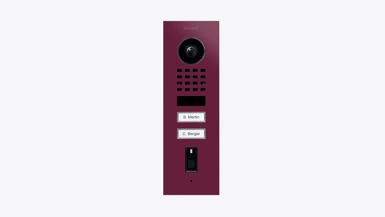 DoorBird D1102FV Fingerprint 50 Flush-Mount IP Video Door Station in Claret Violet, RAL 4004