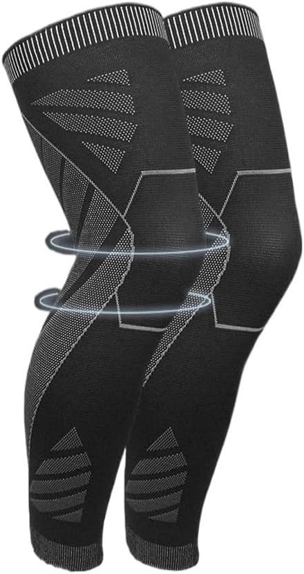 Knitted Pressure Knee Pads For Outdoor Cycling Basketball Long Legs Protection(X-Large)