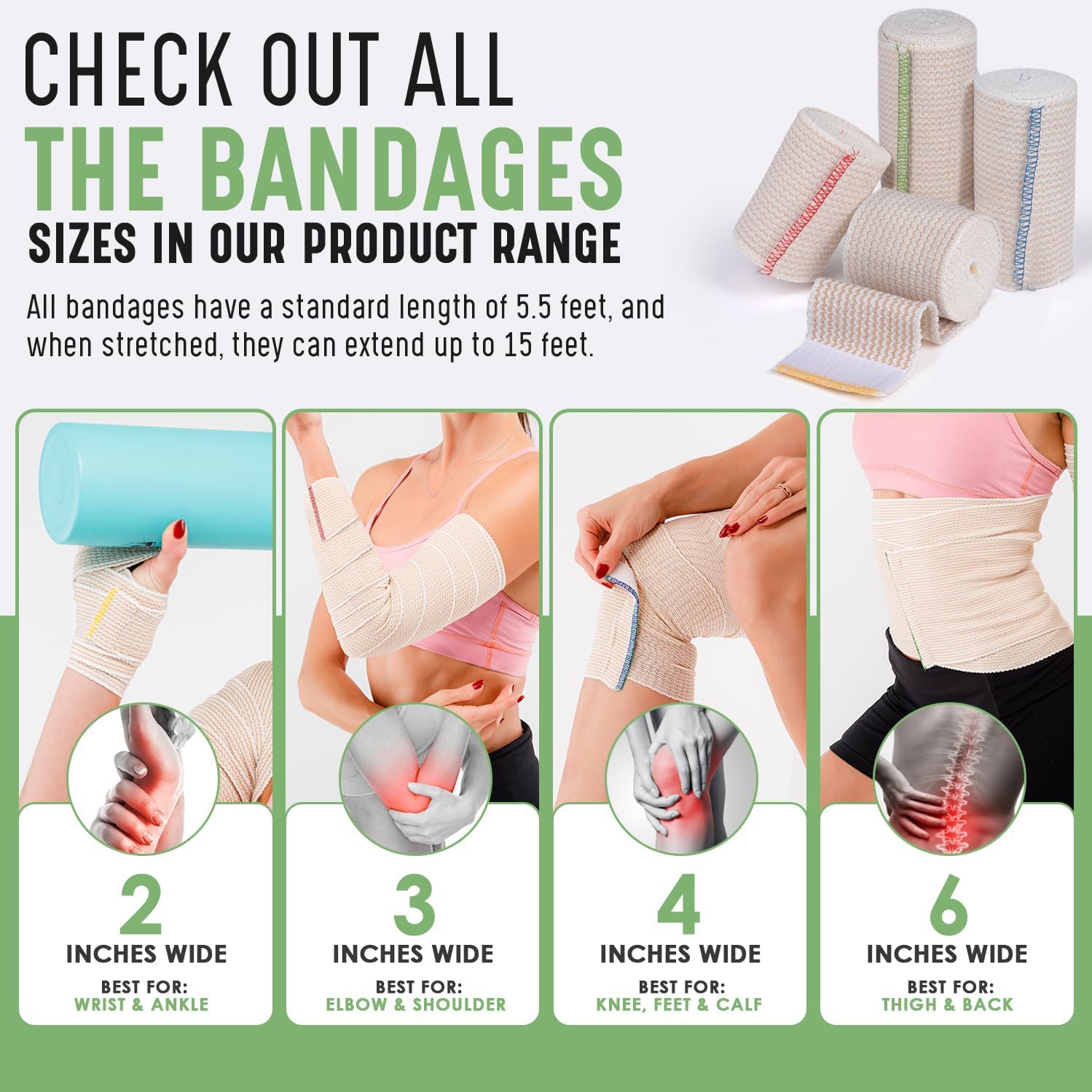 GT Premium Elastic Bandage Wrap (4