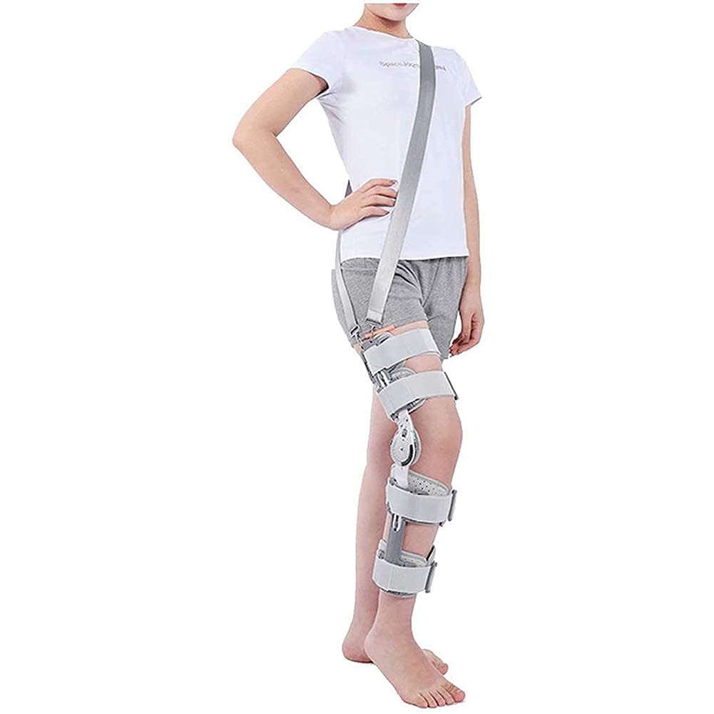 Hinged Knee Brace with Strap, Adjustable Leg Stabilizer Post Op Recovery Immobilization Splint - Orthopedic Protector Patella Injury Immobilizer Brace(