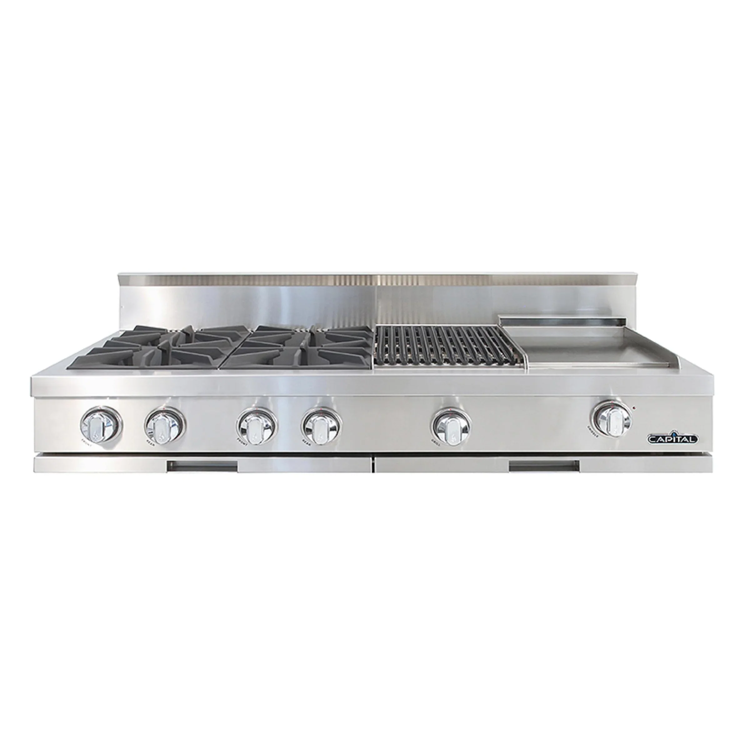 Capital 48-Inch Rangetop in Stainless Steel with 4 Open Burners, 24-Inch Grill, & Griddle (CGRT484BG)