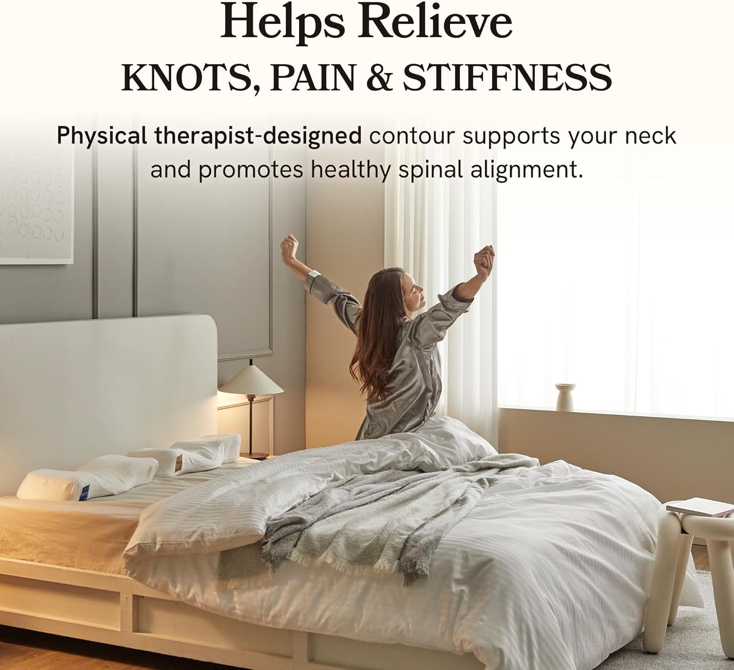 Kanuda Andante Pillow – Higher Orthopedic Cervical Neck Pillow for Neck Pain & Shoulder Pain Relief, Ergonomic Memory Foam Pillow for Side & Back Sleepers with Elevated Support