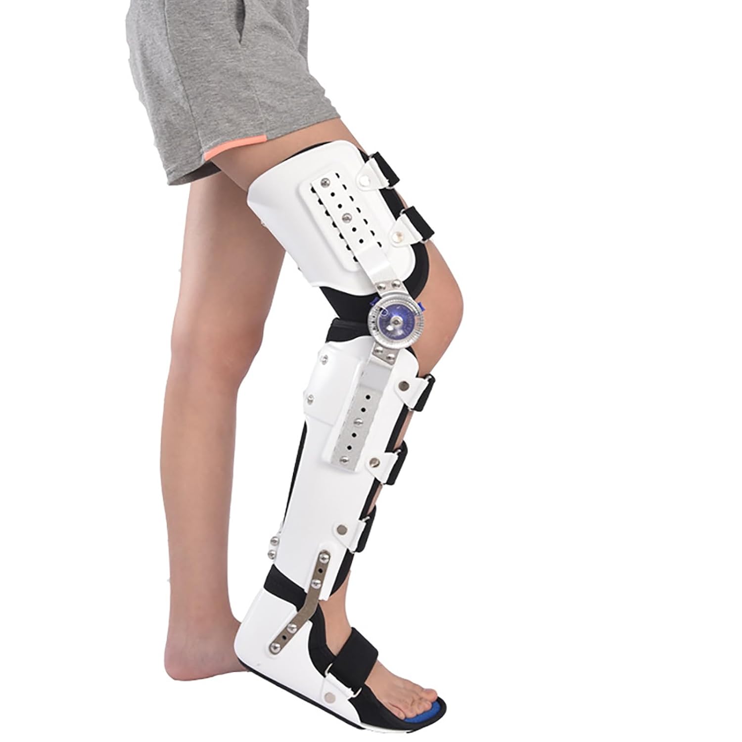 Hip Knee Ankle Foot Braces Adjustable Joint Fixed Brace Full Leg Support Breathable Built-in Side Stabilizers Removable Lightweight Hinges Comfortable Breathable Degeneration Men Women(Fix,Large)