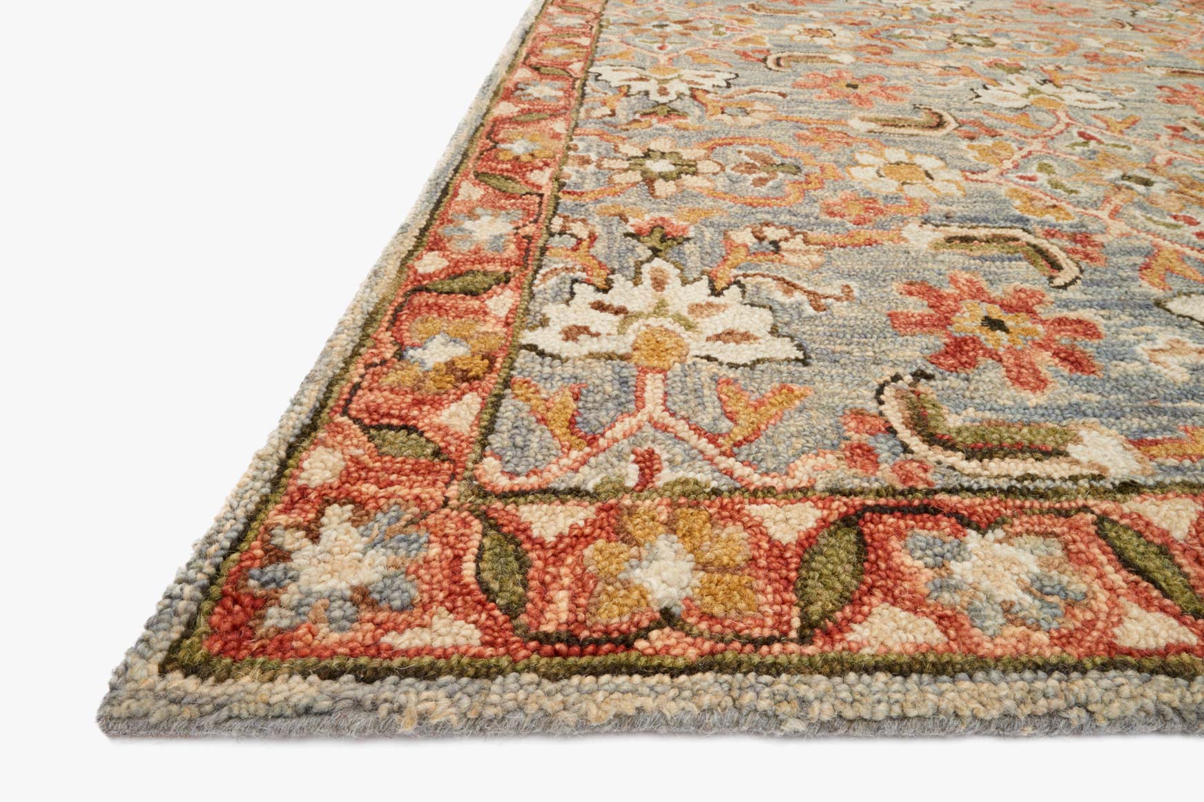 Loloi Victoria Collection - Traditional Hooked Rug in Slate & Terracotta (VK-10)