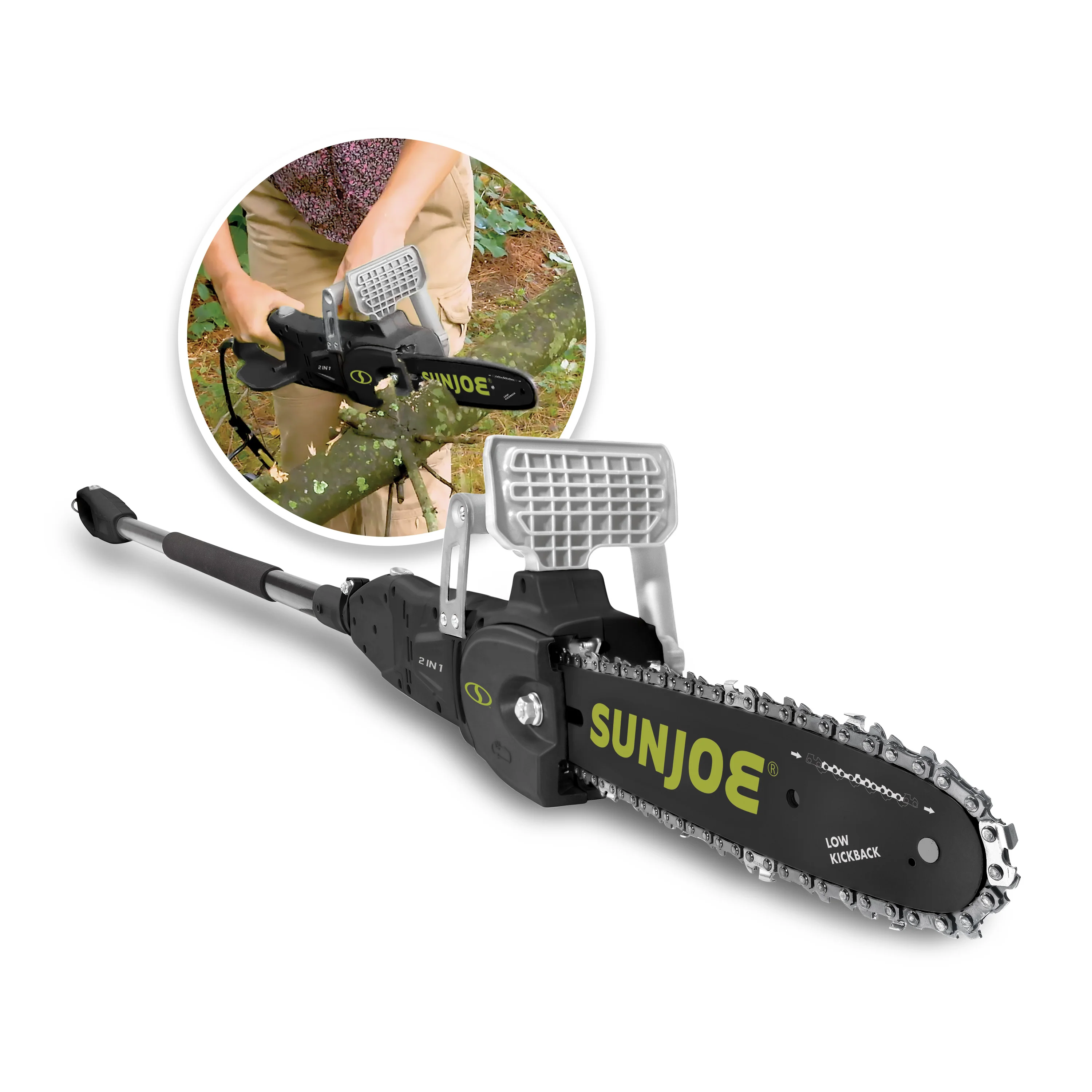 Sun Joe SWJ807E 2-in-1 Electric Convertible Pole Chainsaw | 10-inch | 8-Amp