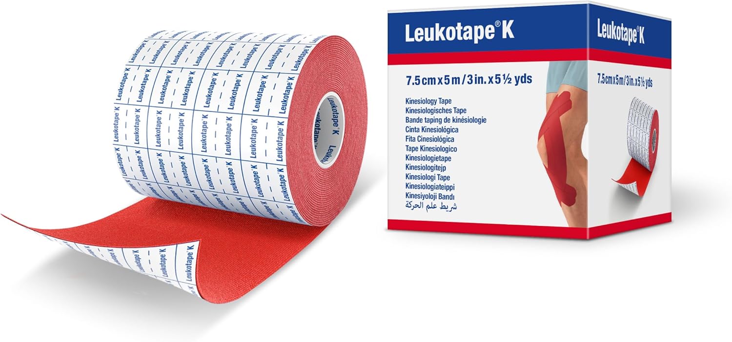 LEUKOTAPE K 3 Inch X 5.4 Yard, Red (Pack of 5)