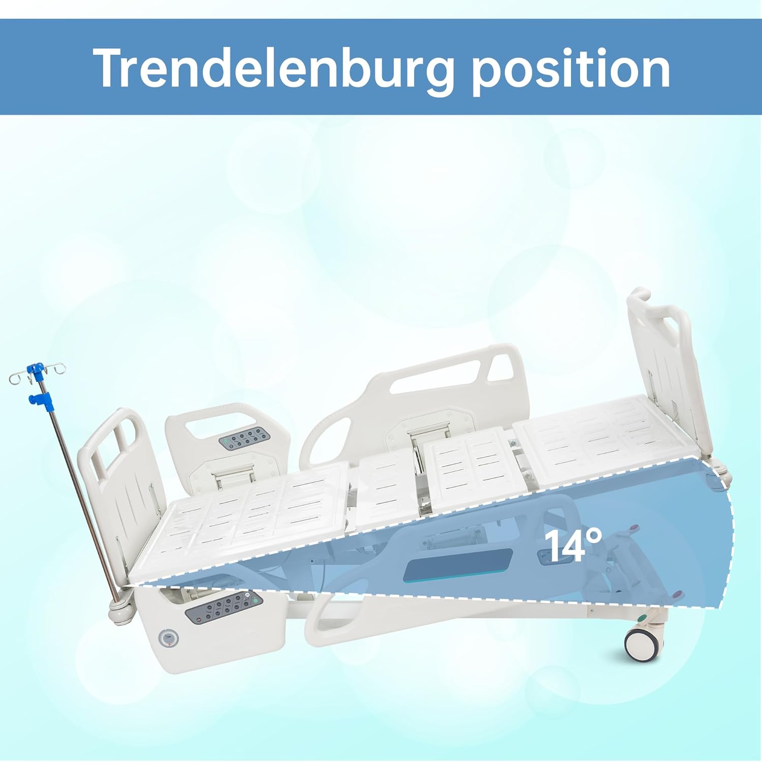 Real Relax Premium Multi Function Full Electric Hospital Bed, ICU Medical Bed with Cardiac Chair Position, Emergency Stop Button, underbed Night Light, one-Touch seat Position, 530LBS Loading