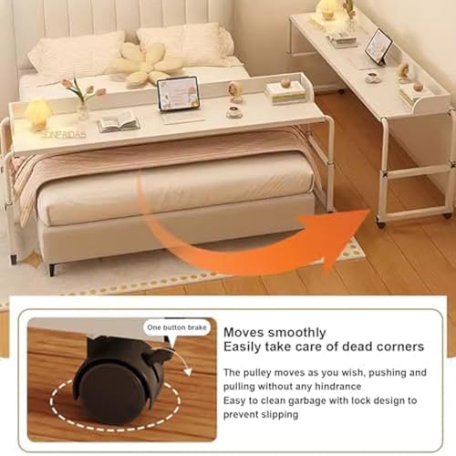 Bedside Desk，Over Bed Laptop Trolley Desk Overbed Medical Table Over Chair Table Adjustable Height Overbed Table Adjustable Height with Wheels(Color:Black+)