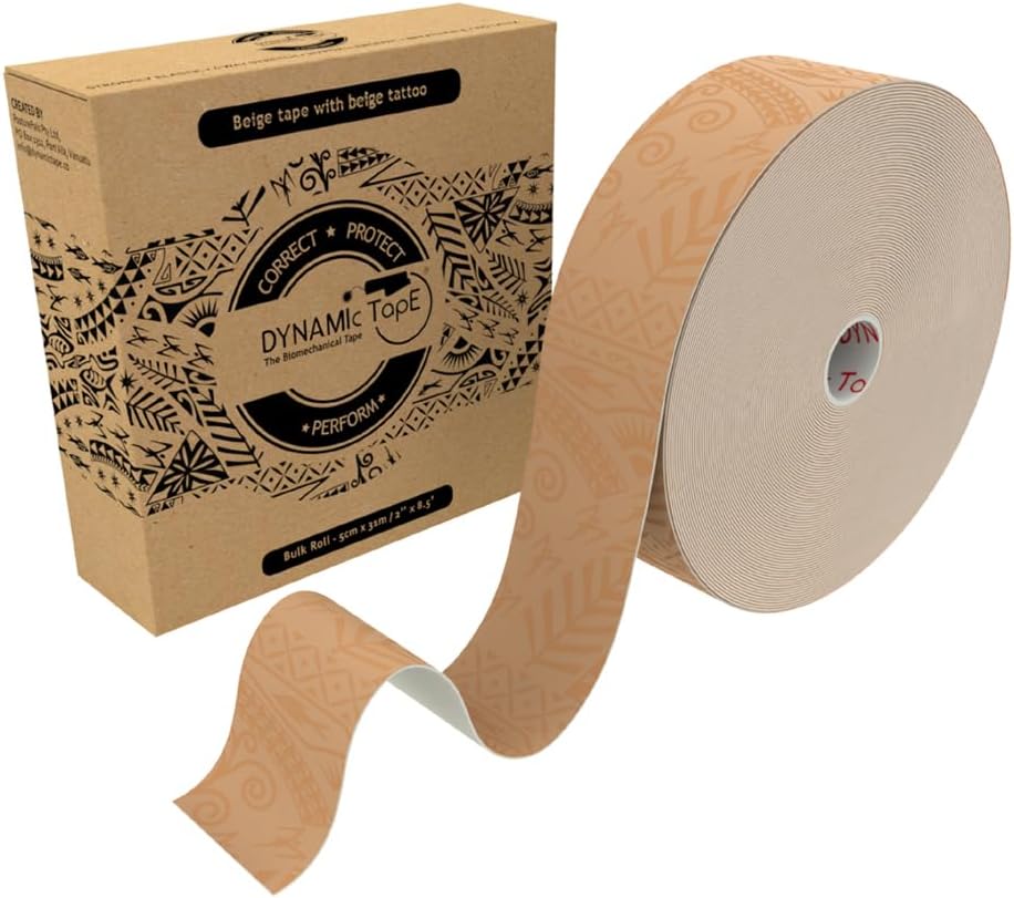 Dynamic Tape Original | Biomechanical Adhesive Tape | Physio Tape for Knee, Ankle, Shoulder, Leg, Muscle Support | Sports Tape for Football, Rugby, Ideal for Athletes | Beige & Beige - 2