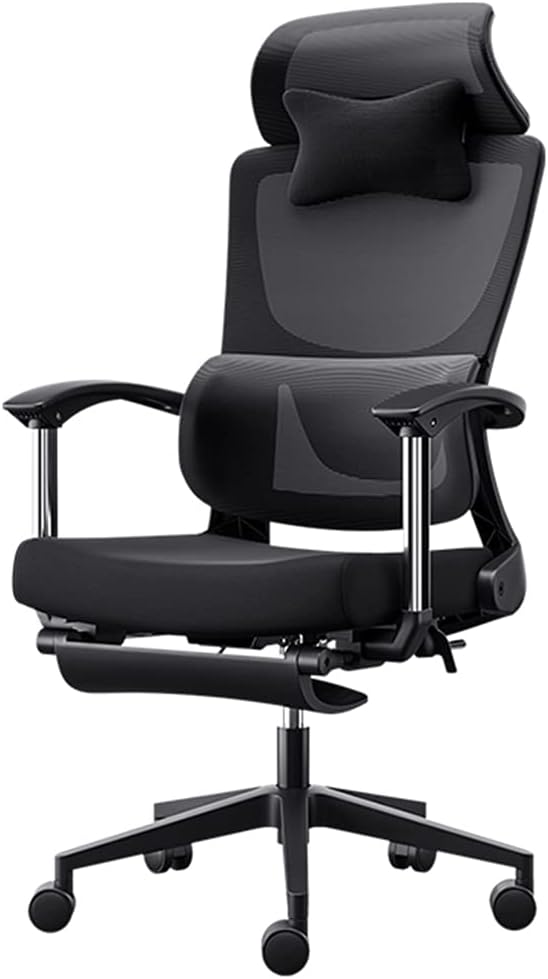 Executive Recline Tables and Chairs Linkage Armrest Lumbar Support High Back Net 155° Tilt 360° Rotation Seat Lift Reinforced Nylon Resin Base Silent PU Casters Unisex(