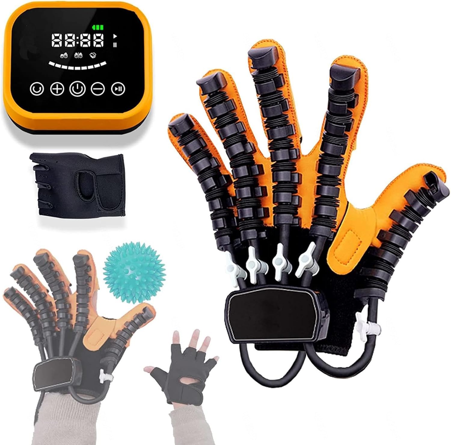 Robot Glove Hand Training Rehabilitation Hand Strengthener Finger Orthosis Functional Hand Splint for Long-Term Relief,Left-XL