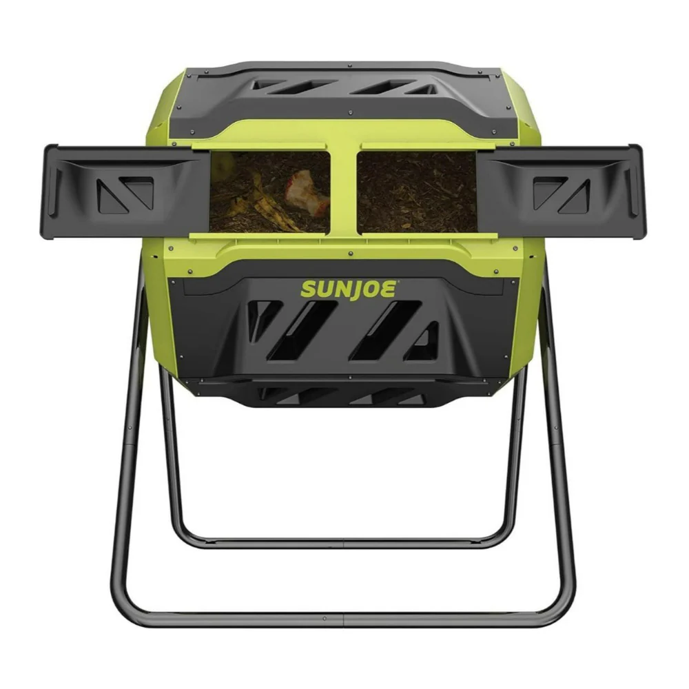 Sun Joe SJ CMPS1 42 Gallon 360 Degree Rotation Dual Chamber Tumbling Composter