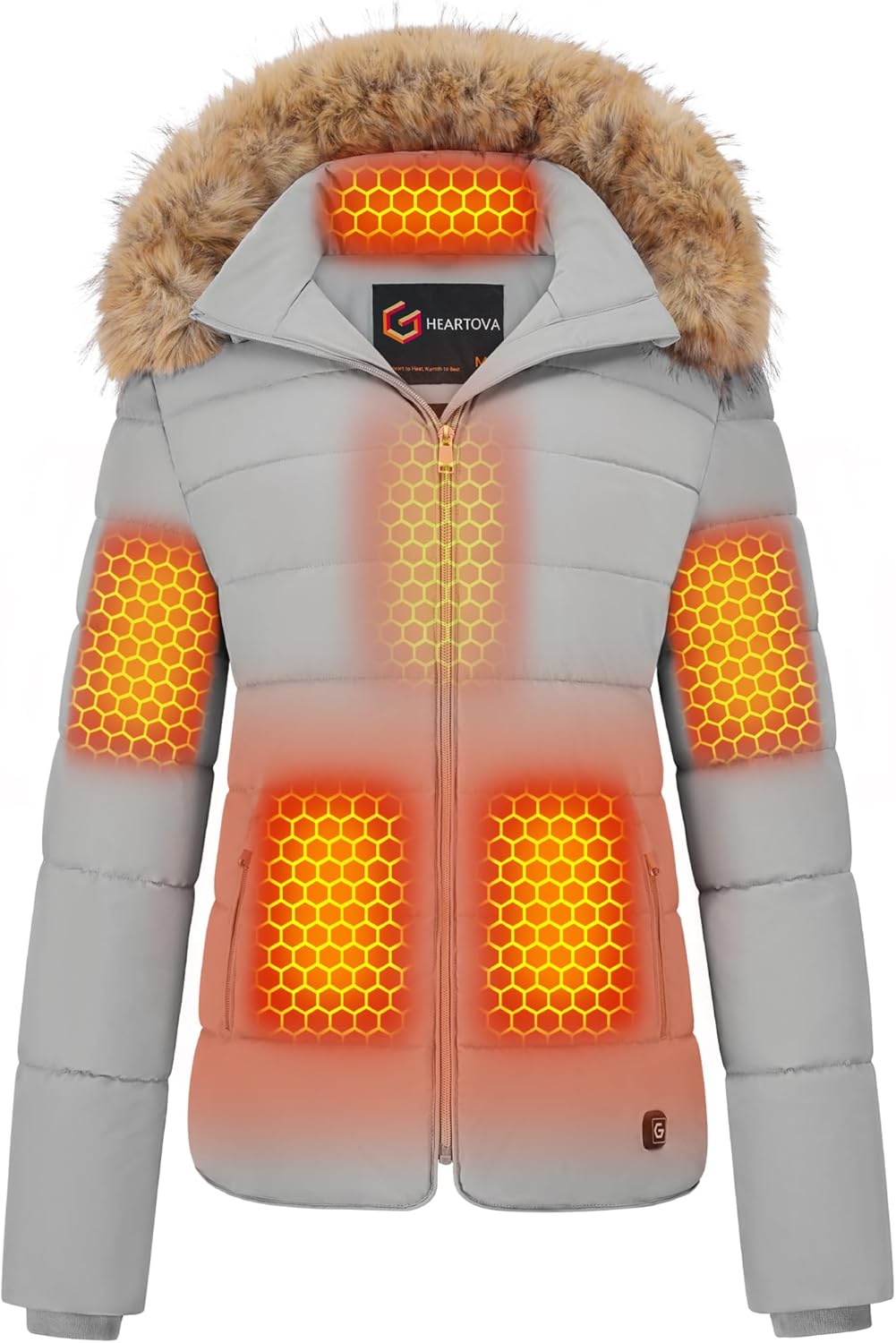 Graphene Women Heated Puffer Jacket with 18400 mAh Battery Pack