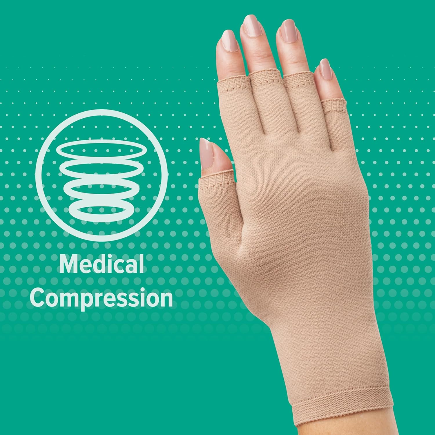 Juzo 2301 Seamless Compression Glove with Open Finger Slots, Black, X-Large