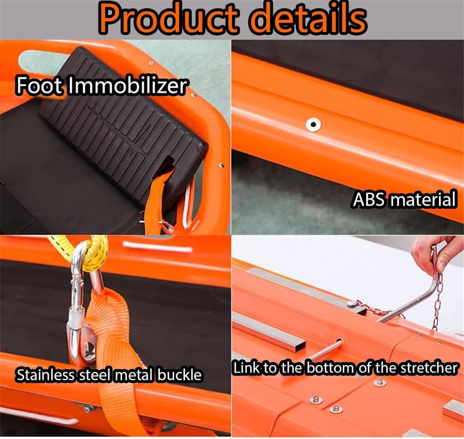 Aluminum Emergency Basket Stretcher, Lightweight Separable and Folding Rescue Stretcher with Lifting Bridle, High Strength for Ambulance and Helicopter Use