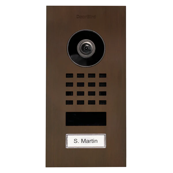 DoorBird D1101V Flush-Mount IP Video Intercom, 1 Call Button in Architectural Bronze