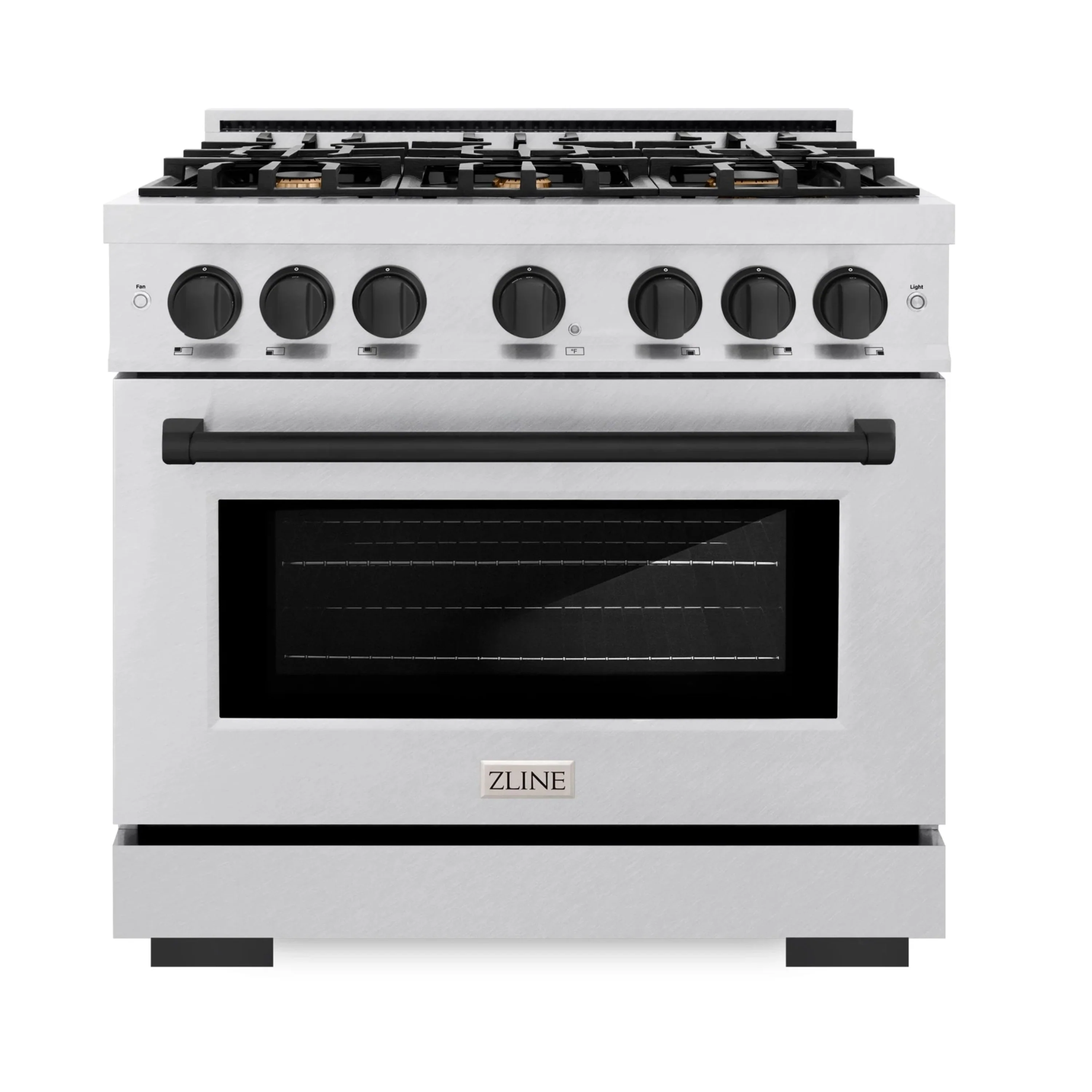 ZLINE Autograph Edition 36-Inch Select Series Gas Range with 6 Burner Cooktop and 5.2 Cu. Ft. Gas Convection Gas Oven in Satin Stainless Steel and Matte Black Accents (HGRSZ-36-MB)