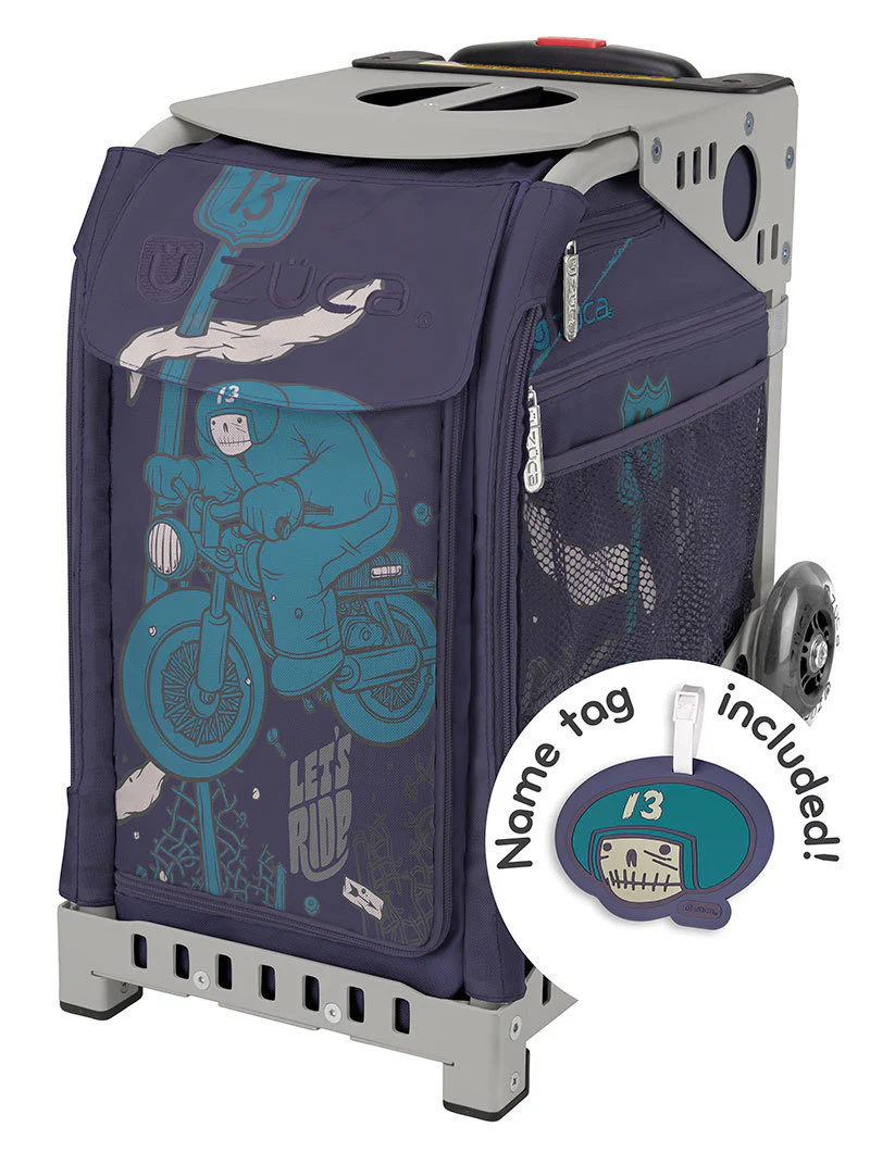 Zuca Let's Ride Insert Bag & Sport Frame (Grey) w/ Flashing Wheels