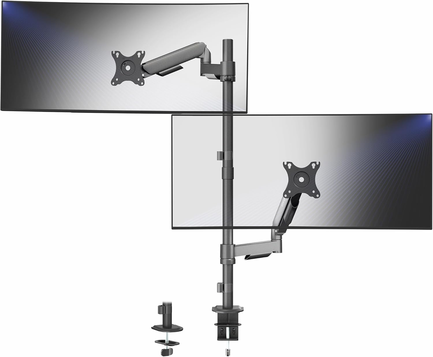 VIVO Dual Monitor Arm Extra Tall Mount for Screens up to 32 inches, Mechanical Height Adjustment, Full Articulating Heavy Duty VESA Stand with Desk C-clamp and Grommet, STAND-V012K