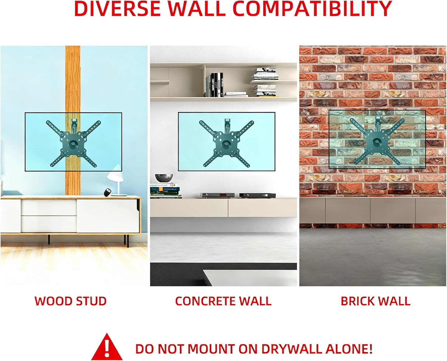 Support Vertical Screen TV Wall Mount Swivel Tilt Arm Fits Most 32-50 inch Full Motion 90 Degree Rotate Bracket, Max VESA 400x400mm Up to 44lbs HP DY3255XZ