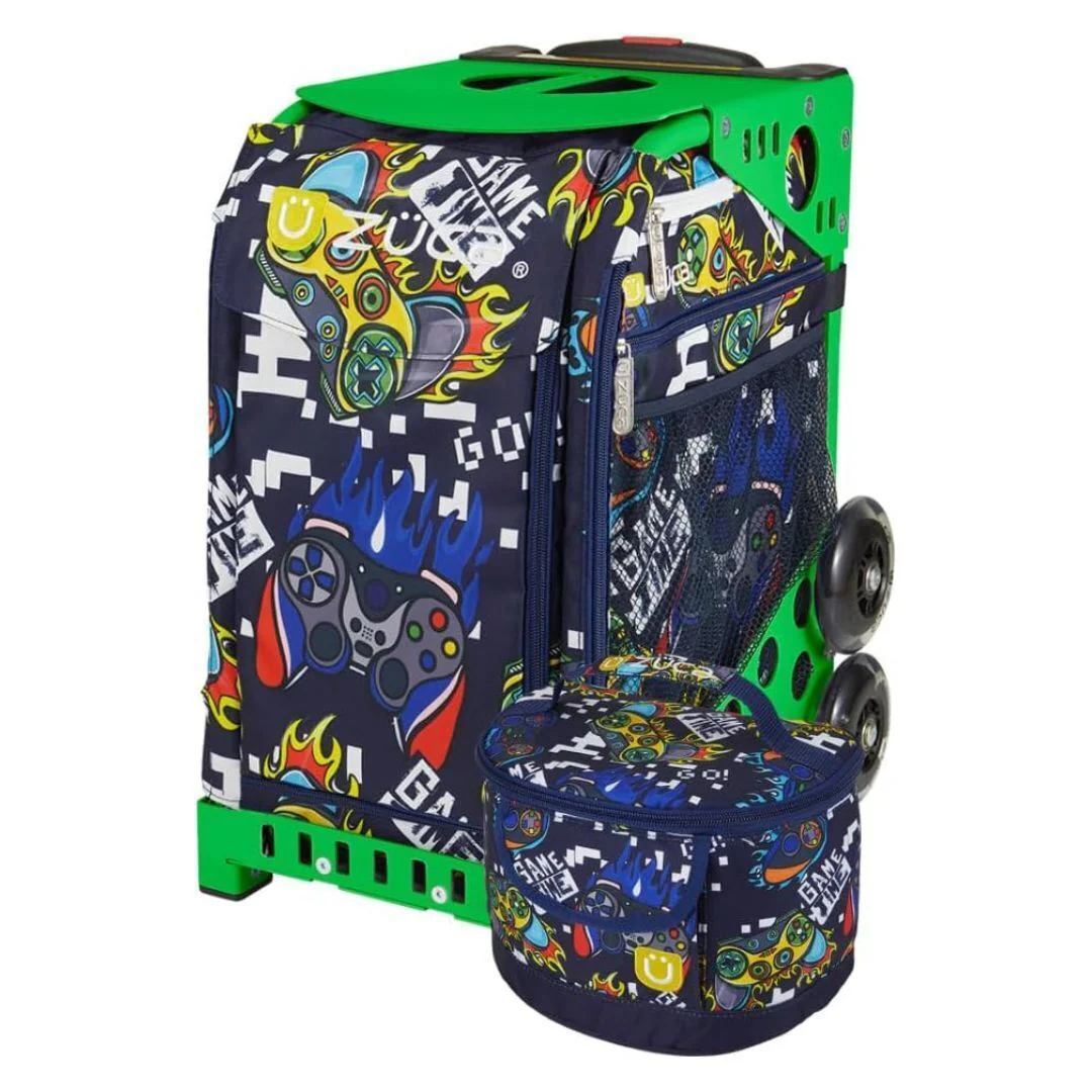 Zuca Green Sport Frame with Removable Insert Gaming Bags and Lunchbox Bundle