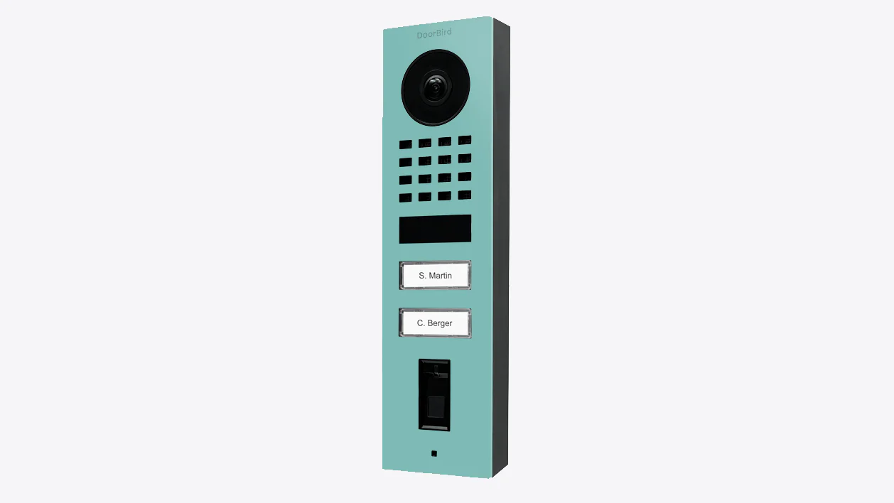 DoorBird D1102FV Fingerprint 50 Surface-Mount IP Video Door Station in Light Green, RAL 6027