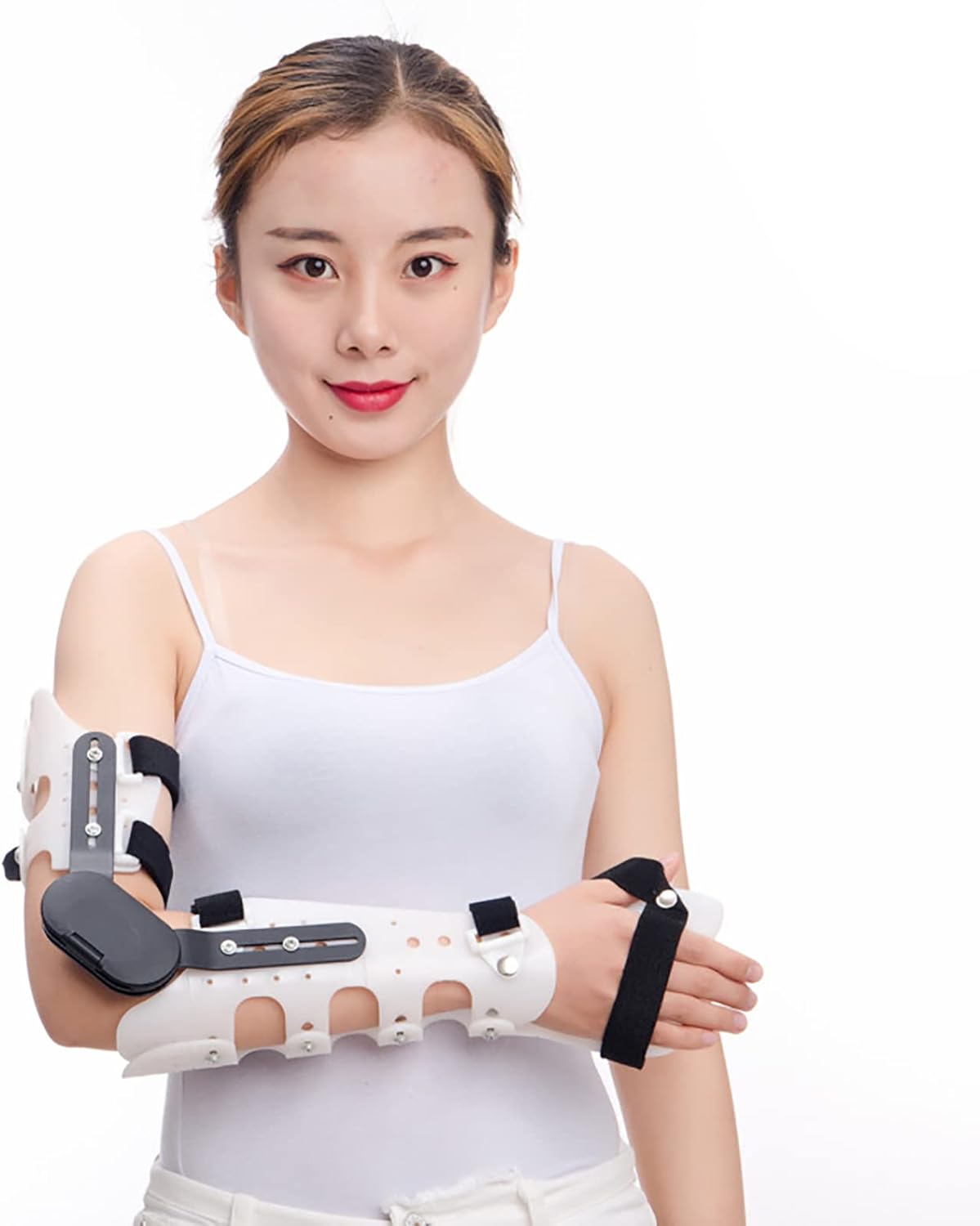 Hinged Elbow Brace, Adjustable Post Op Arm Splint, Light Fixed Elbow Brace Stabilizer, for Dislocatedand, Arm Injury Recovery, Support After Surgery,Right