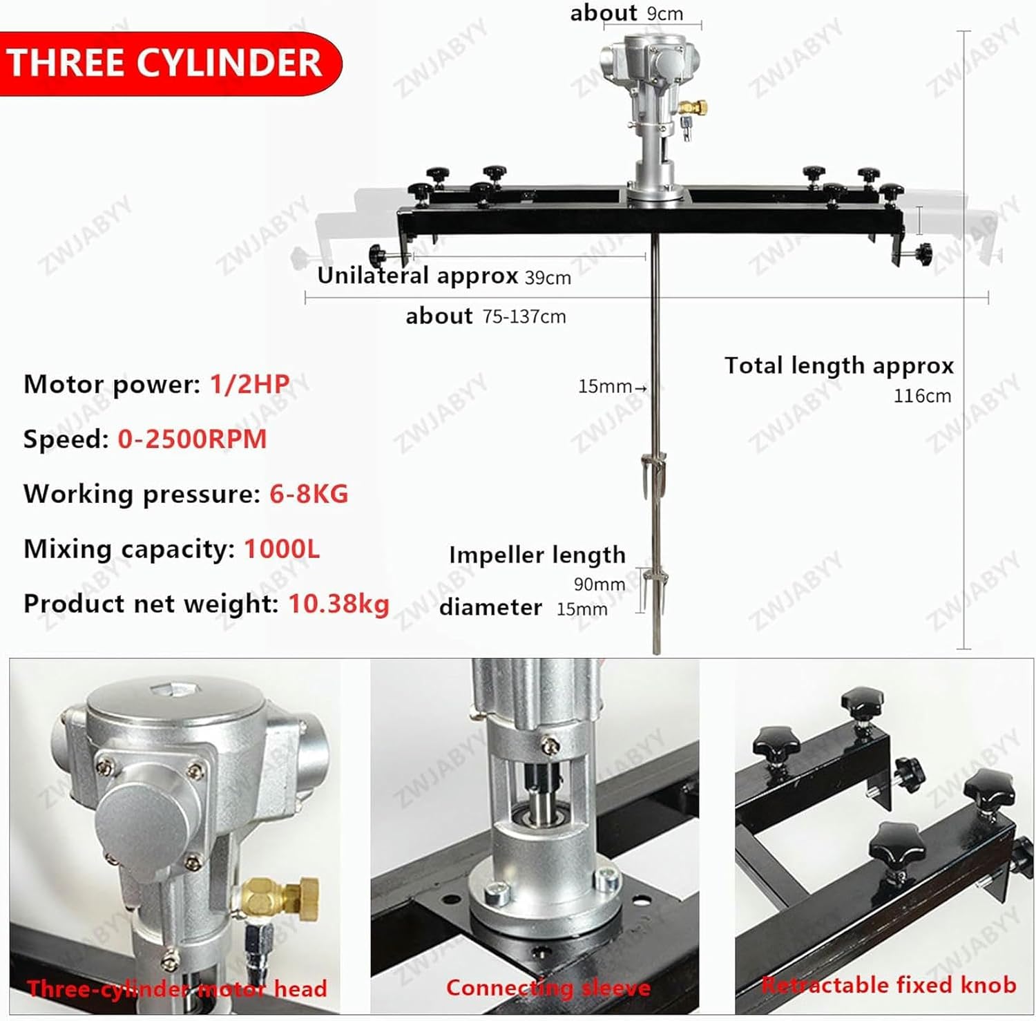 Pneumatic Paint Mixer Pneumatic Agitator Air Agitator, Paint Agitator, Bracket Air Agitators, for Ink Dissolver Agitator-